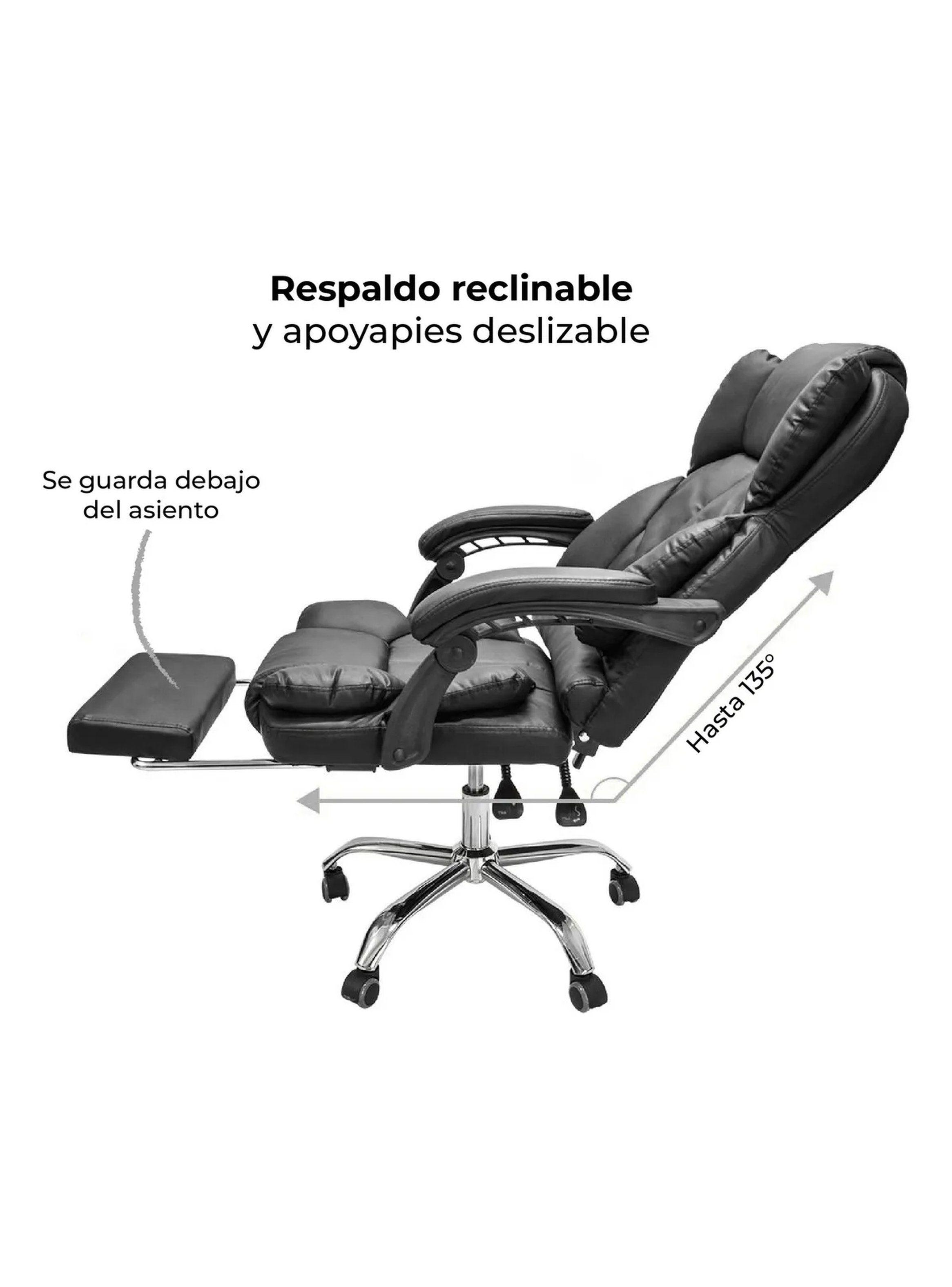 Silla de Oficina Ergonómica Regulable con Apoya Pies Tapizado Símil Cuero-3