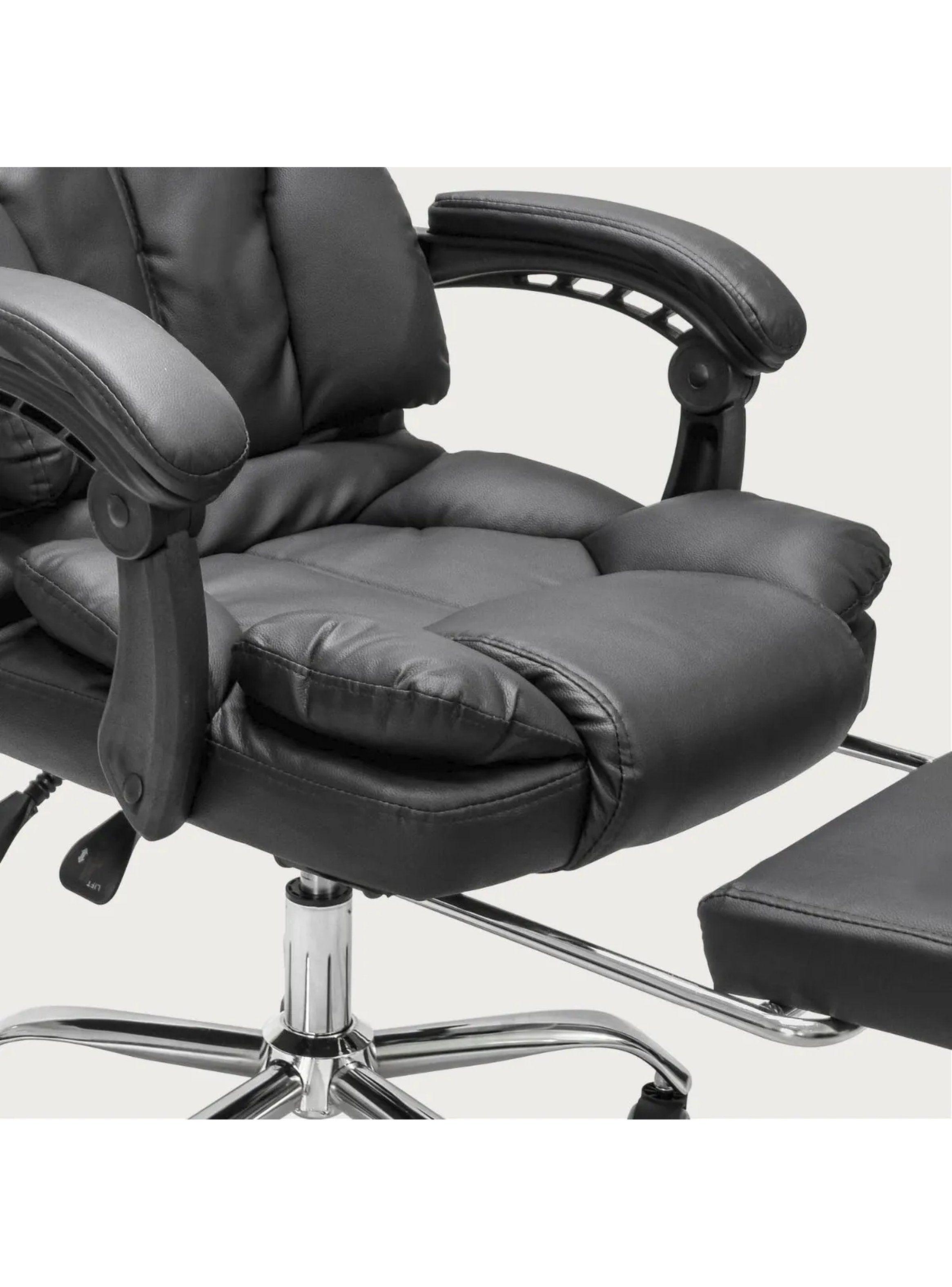 Silla de Oficina Ergonómica Regulable con Apoya Pies Tapizado Símil Cuero-7