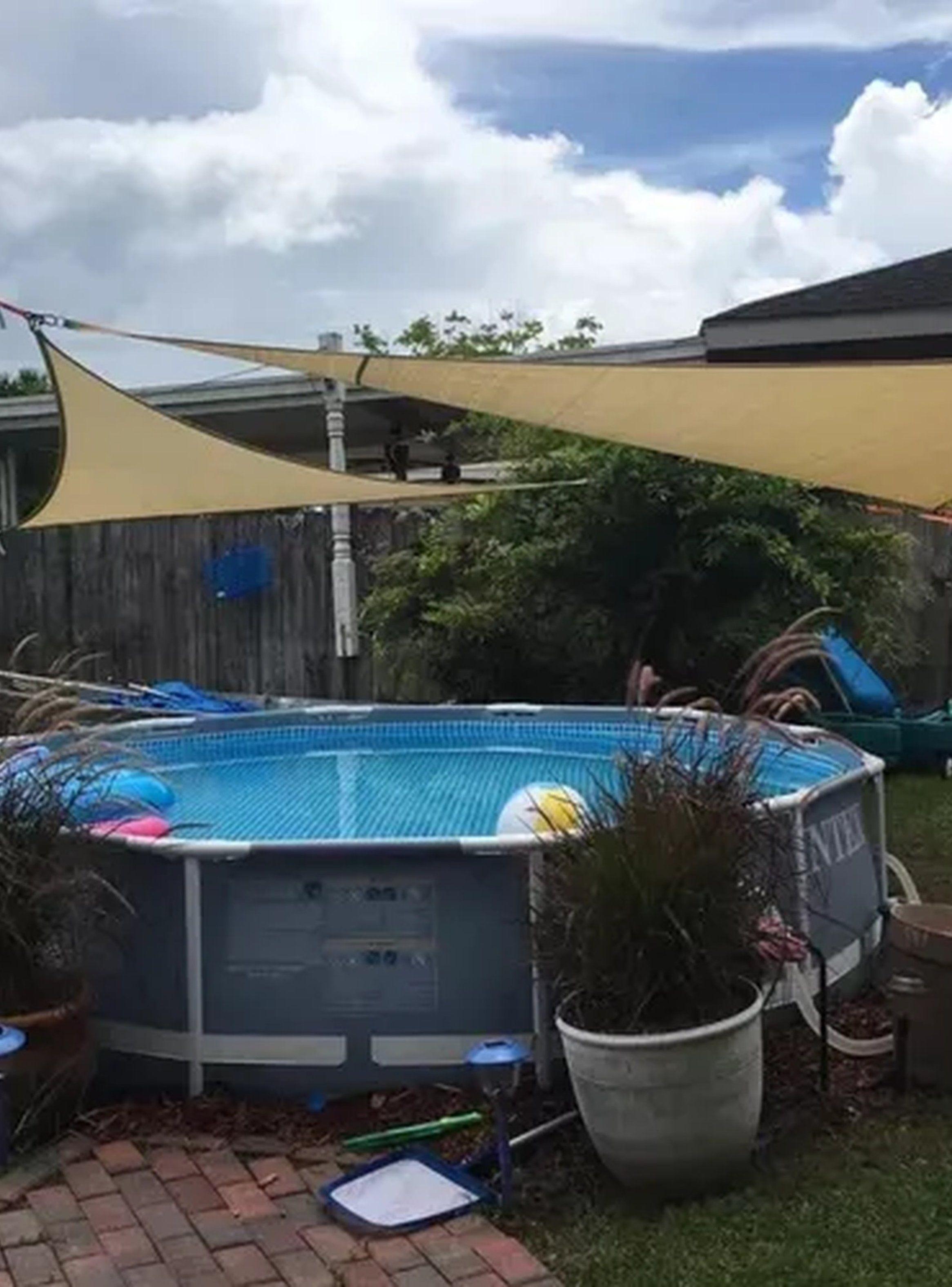 Toldo Triangular Resistente al Agua 3x3x3m Beige Exterior-4