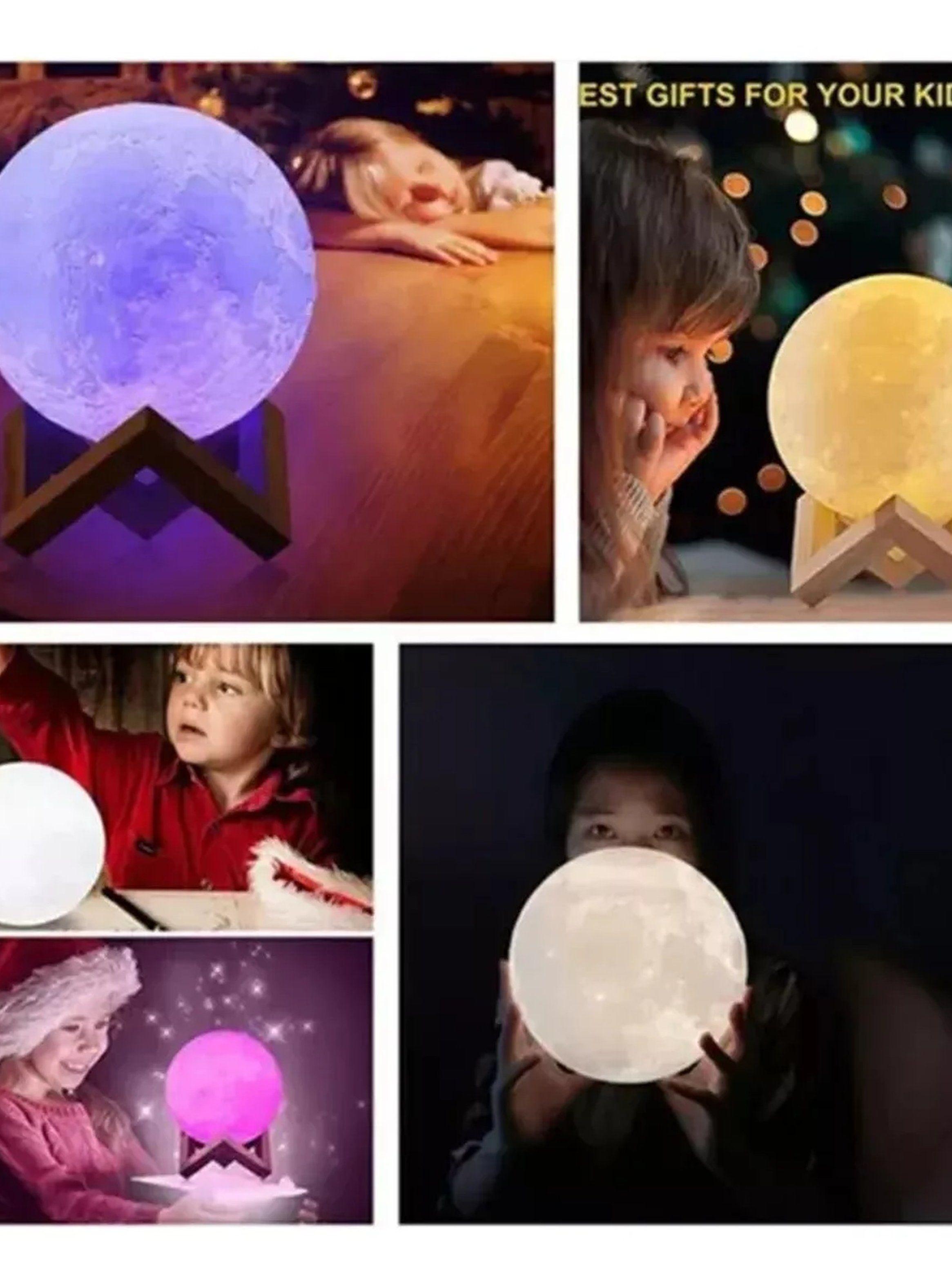 Lámpara LED Luz Nocturna Forma de Luna Recargable Multicolor-2