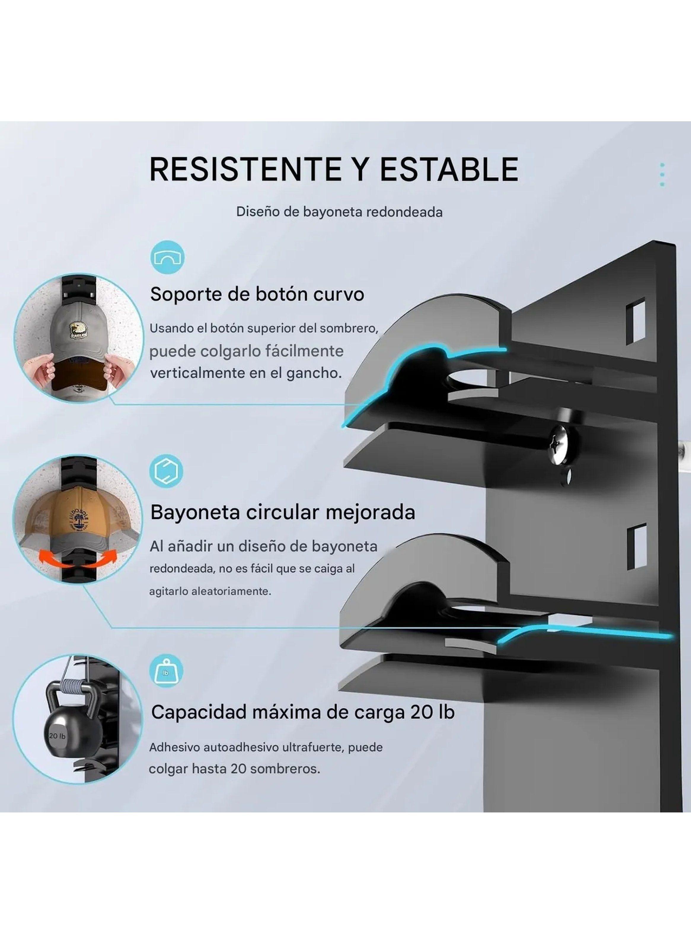 Organizador de Sombreros con Soporte Curvo de Metal 20 Capacidad Vertical-2