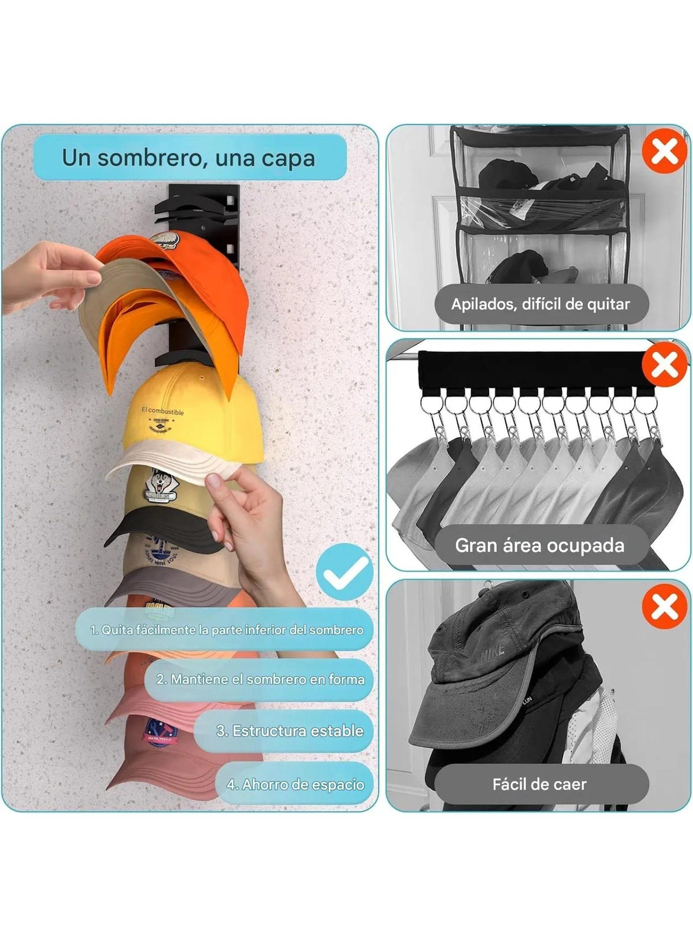 Organizador de Sombreros con Soporte Curvo de Metal 20 Capacidad Vertical-3