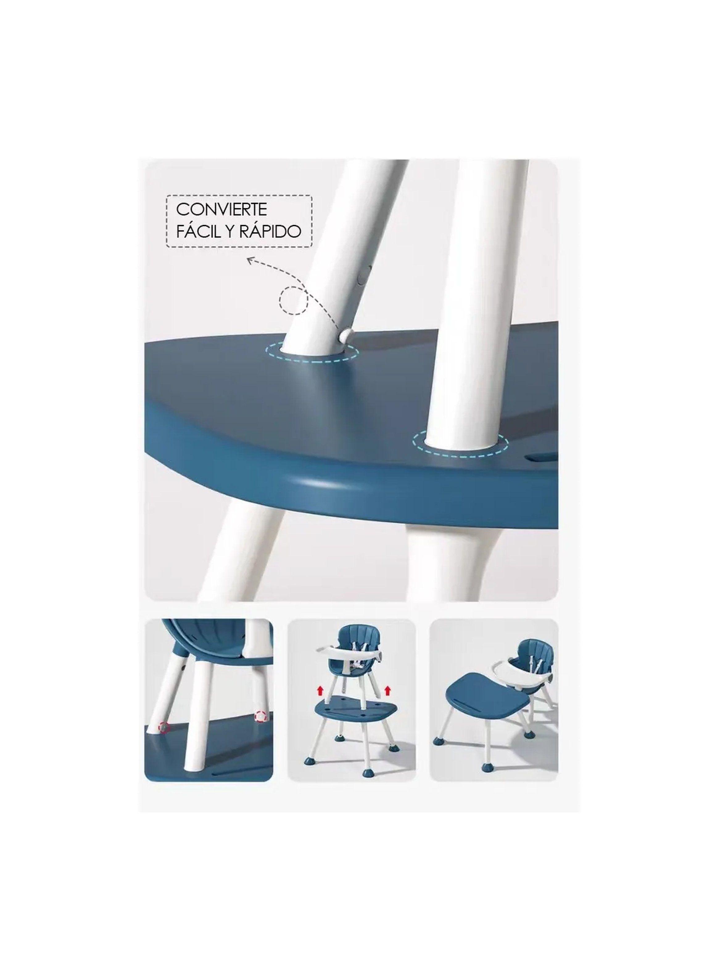 Silla Alta Multifuncional Infantil Ajustable Material Plástico Azul-2