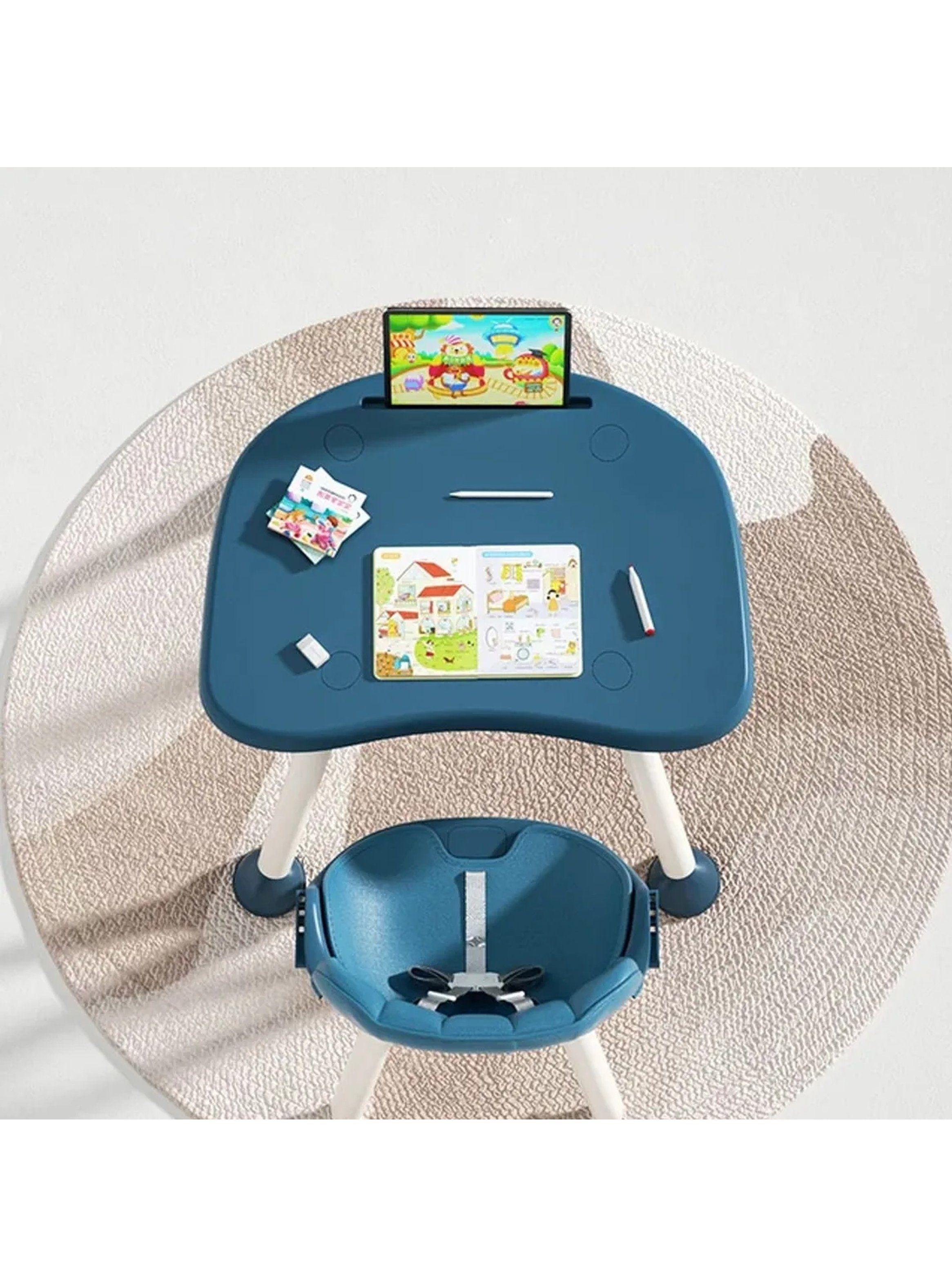 Silla Alta Multifuncional Infantil Ajustable Material Plástico Azul-3