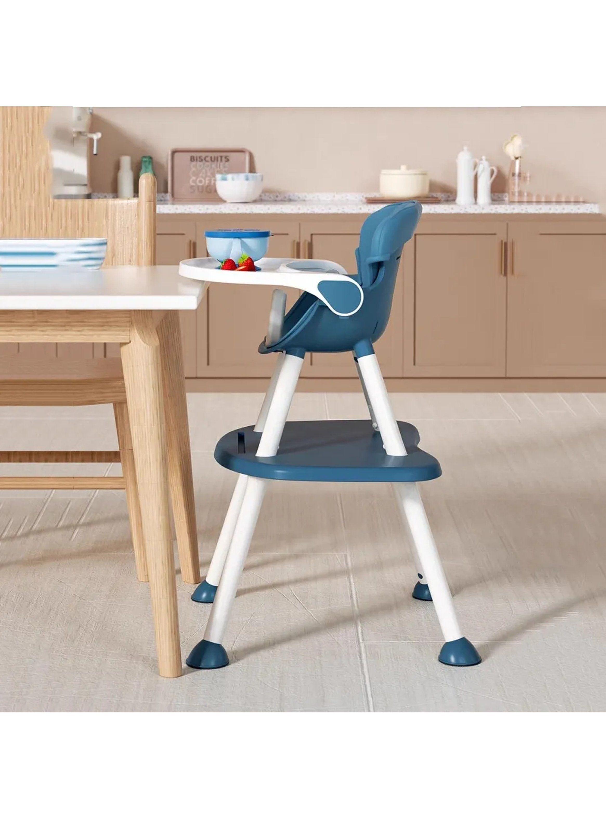 Silla Alta Multifuncional Infantil Ajustable Material Plástico Azul-7