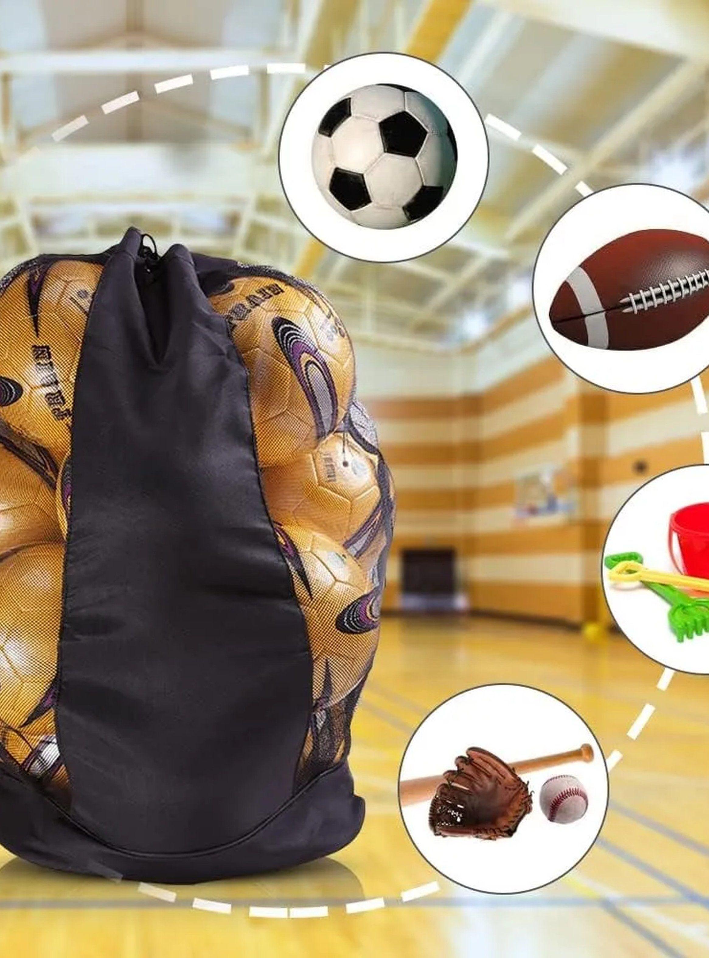 Bolsa de Malla para Balones Deportes Multiusos Negra Resistente-2