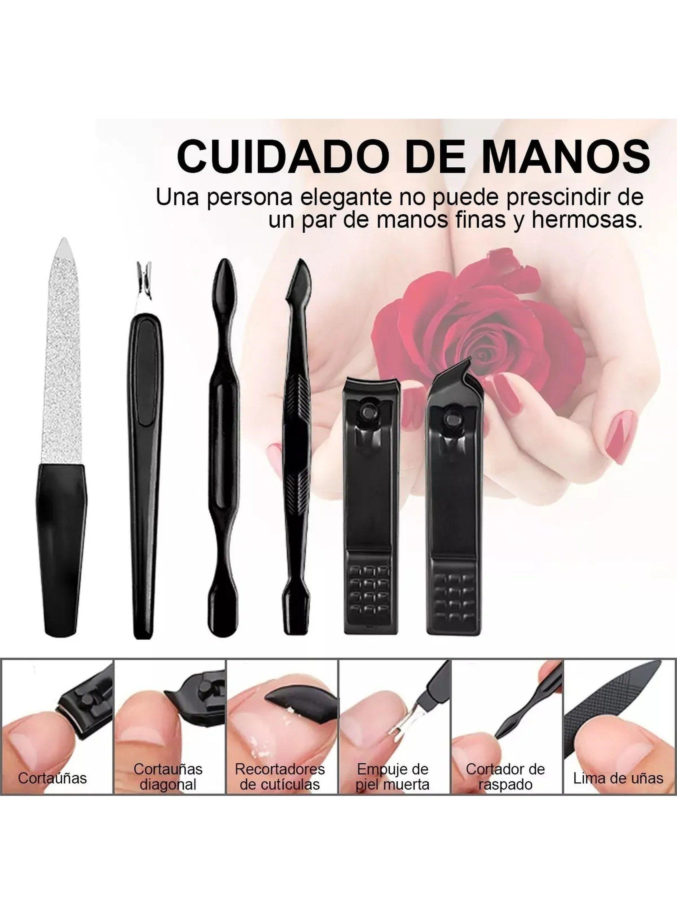 Set de Manicure y Pedicure 18 Piezas Acero Inoxidable Rojo-2