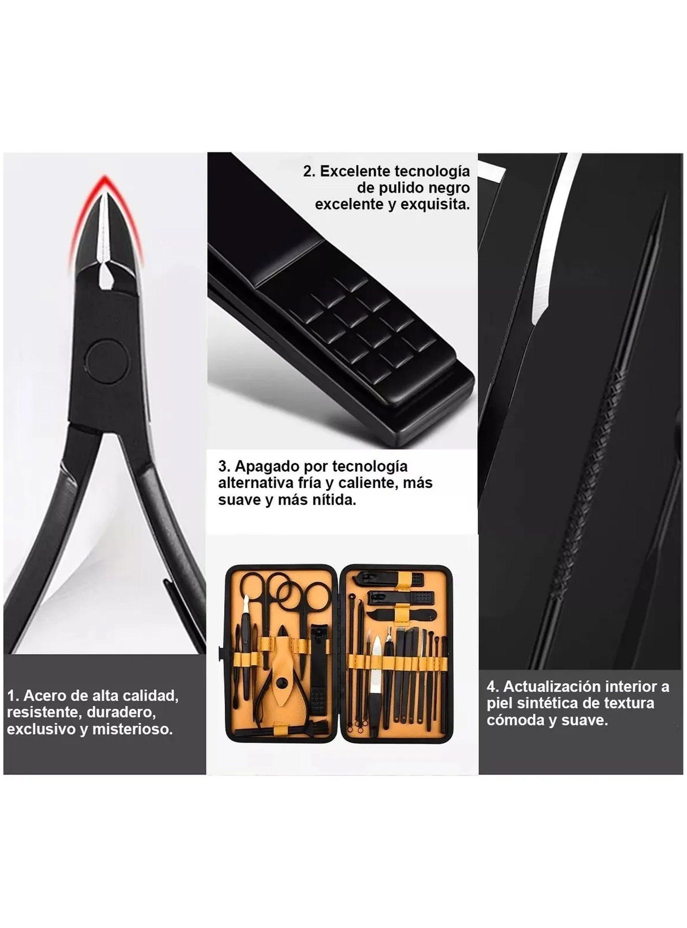 Set de Manicure y Pedicure 18 Piezas Acero Inoxidable Rojo-3