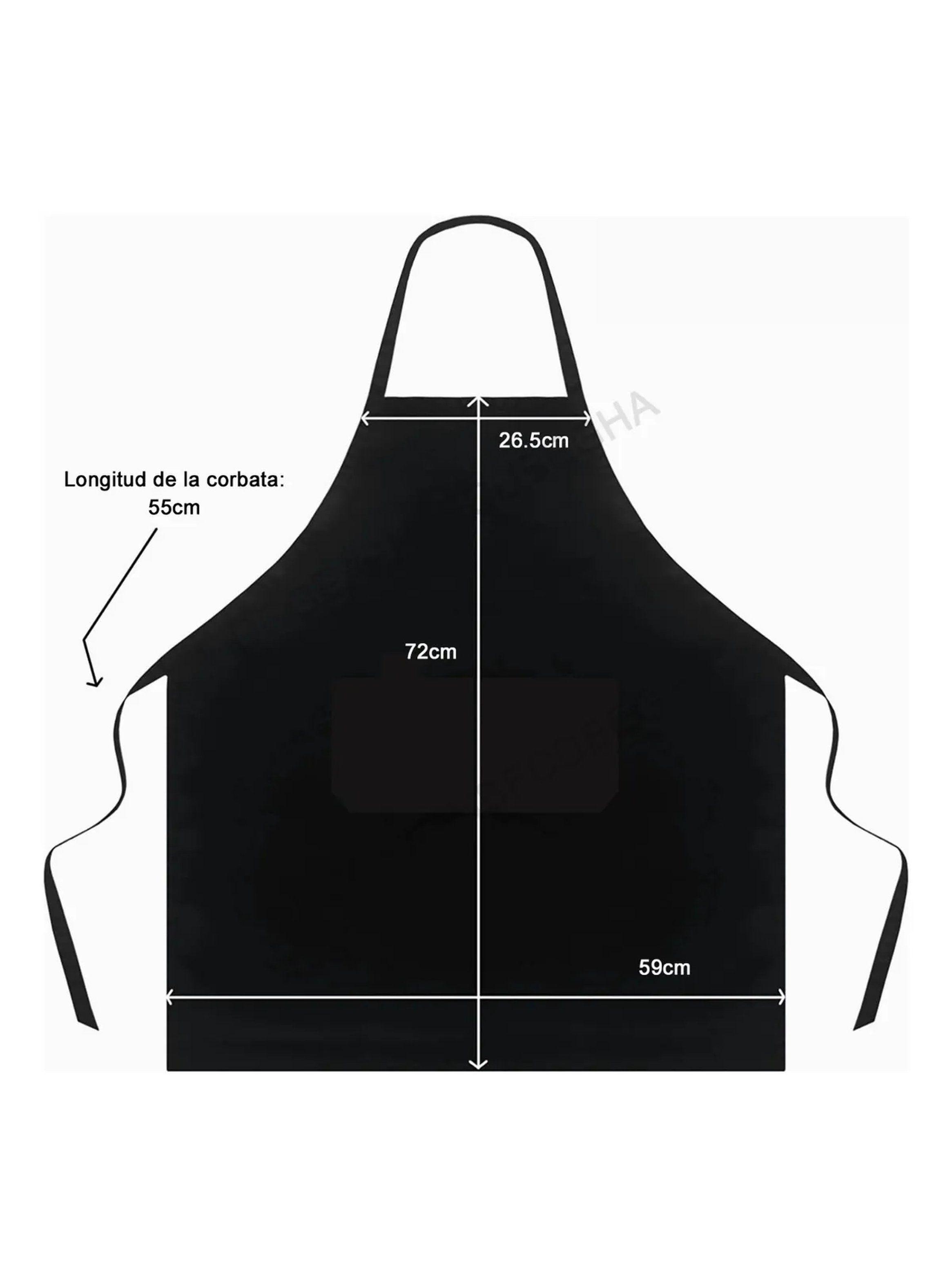Delantal de Cocina con Bolsillo y Gorro Chef Negro Ajustable-2