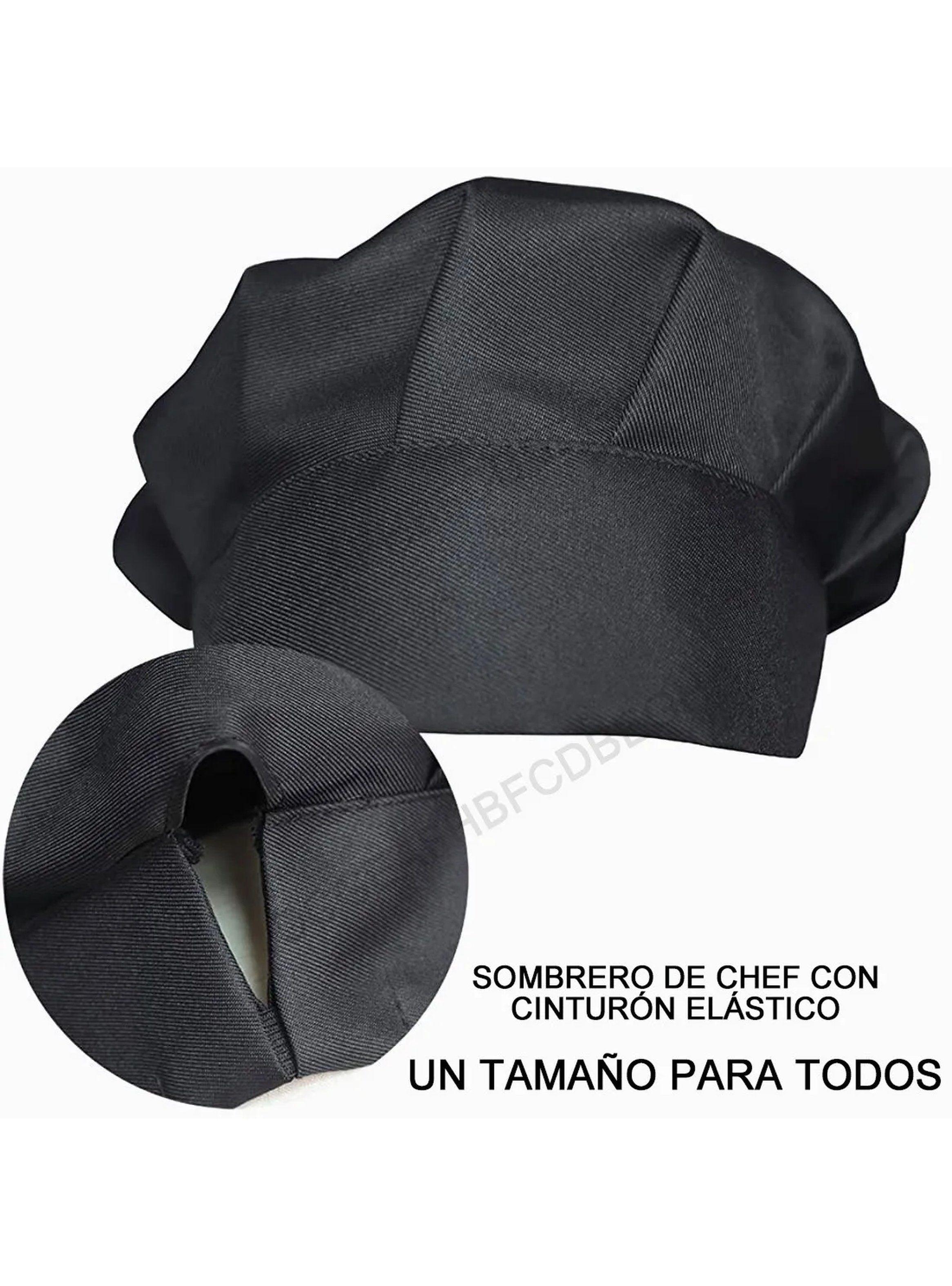 Delantal de Cocina con Bolsillo y Gorro Chef Negro Ajustable-5
