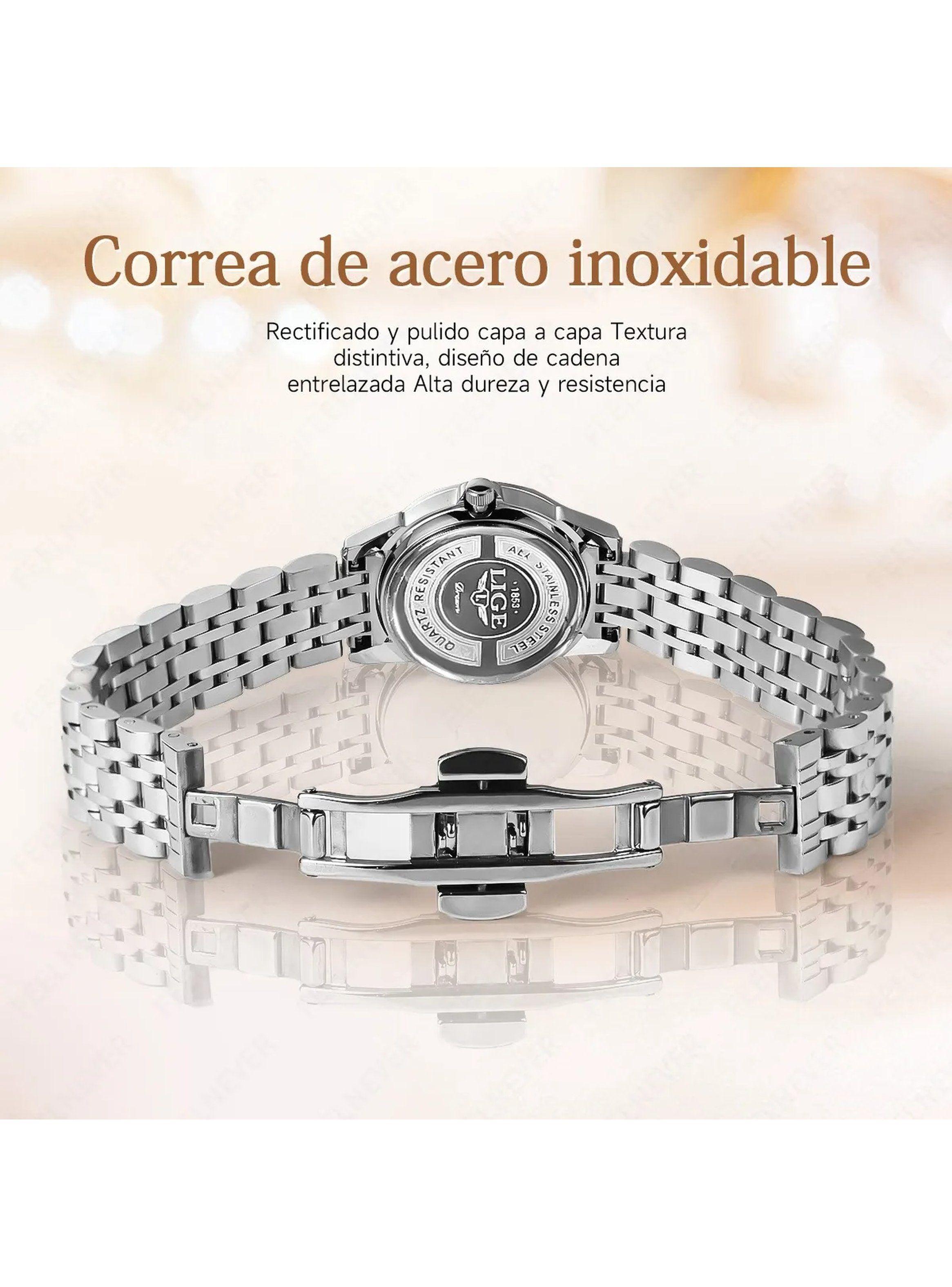 Reloj de Pulsera Clásico Acero Inoxidable Resistente al Agua-8
