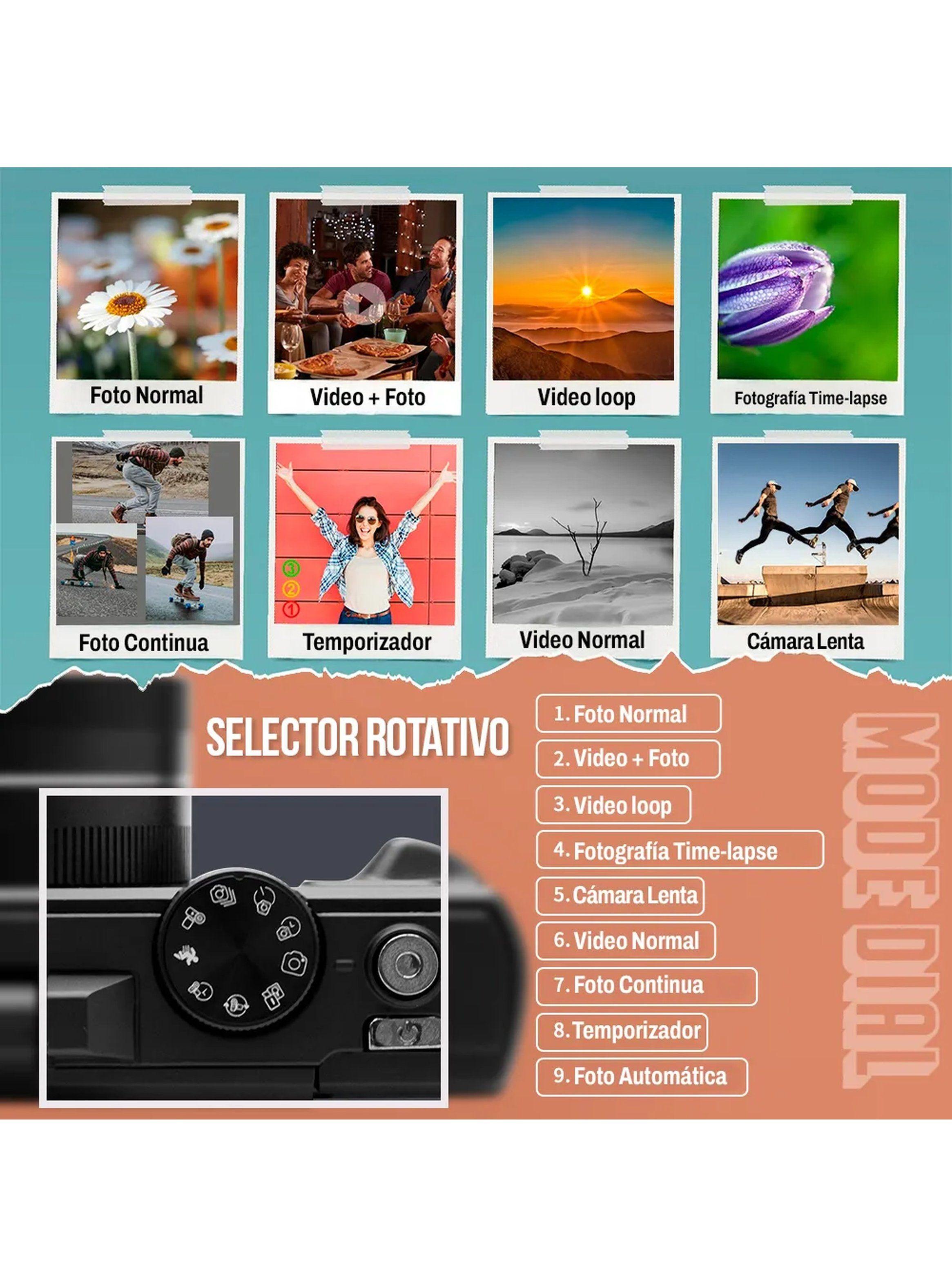 Cámara Digital 5K 75MP Pantalla Giratoria WiFi Zoom 18x-5