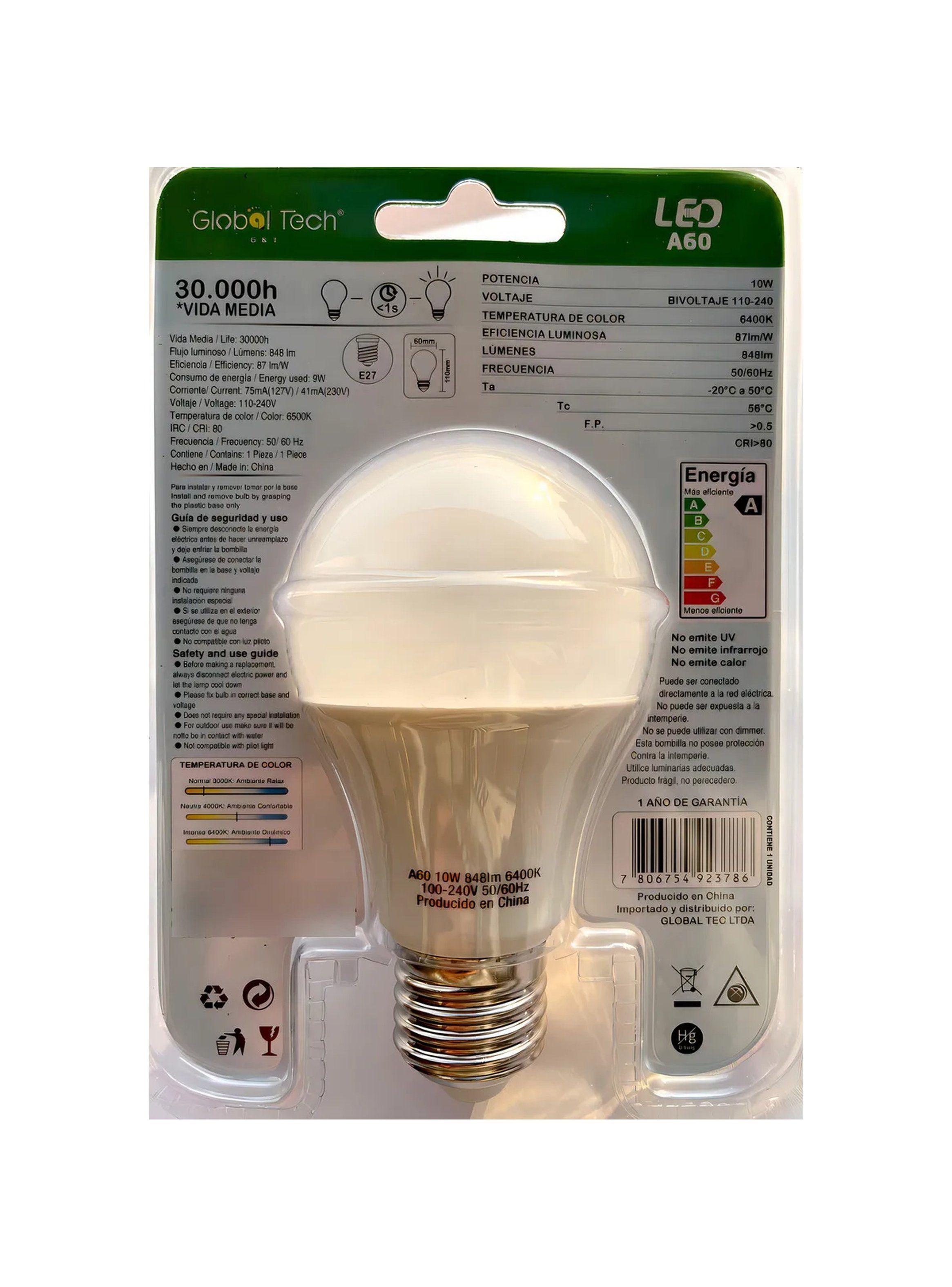 Bombilla LED A60 E27 6400K 848 Lúmenes Pack 10-2