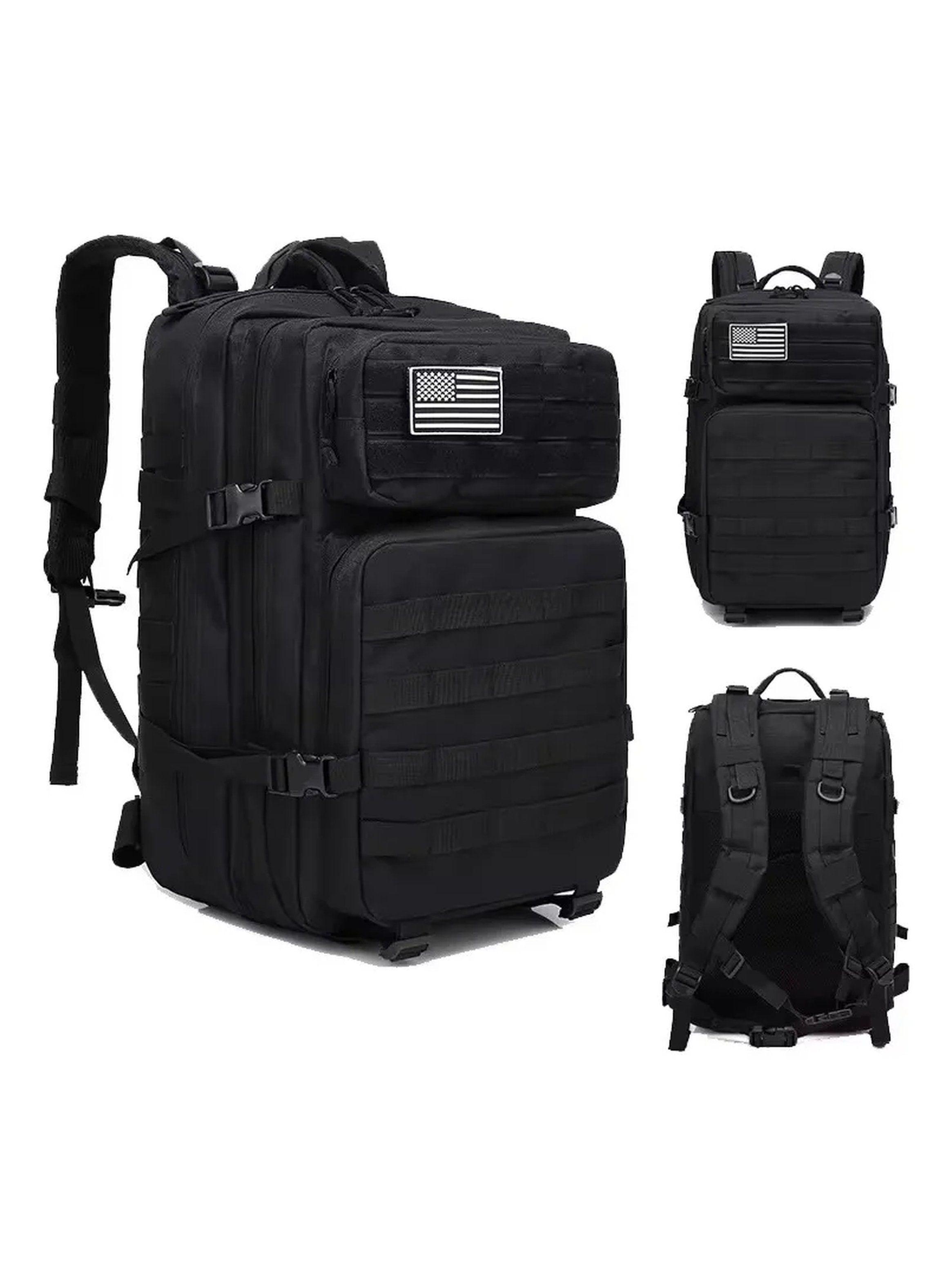Mochila Táctica Militar Multibolsillos Impermeable Negra 45L-1