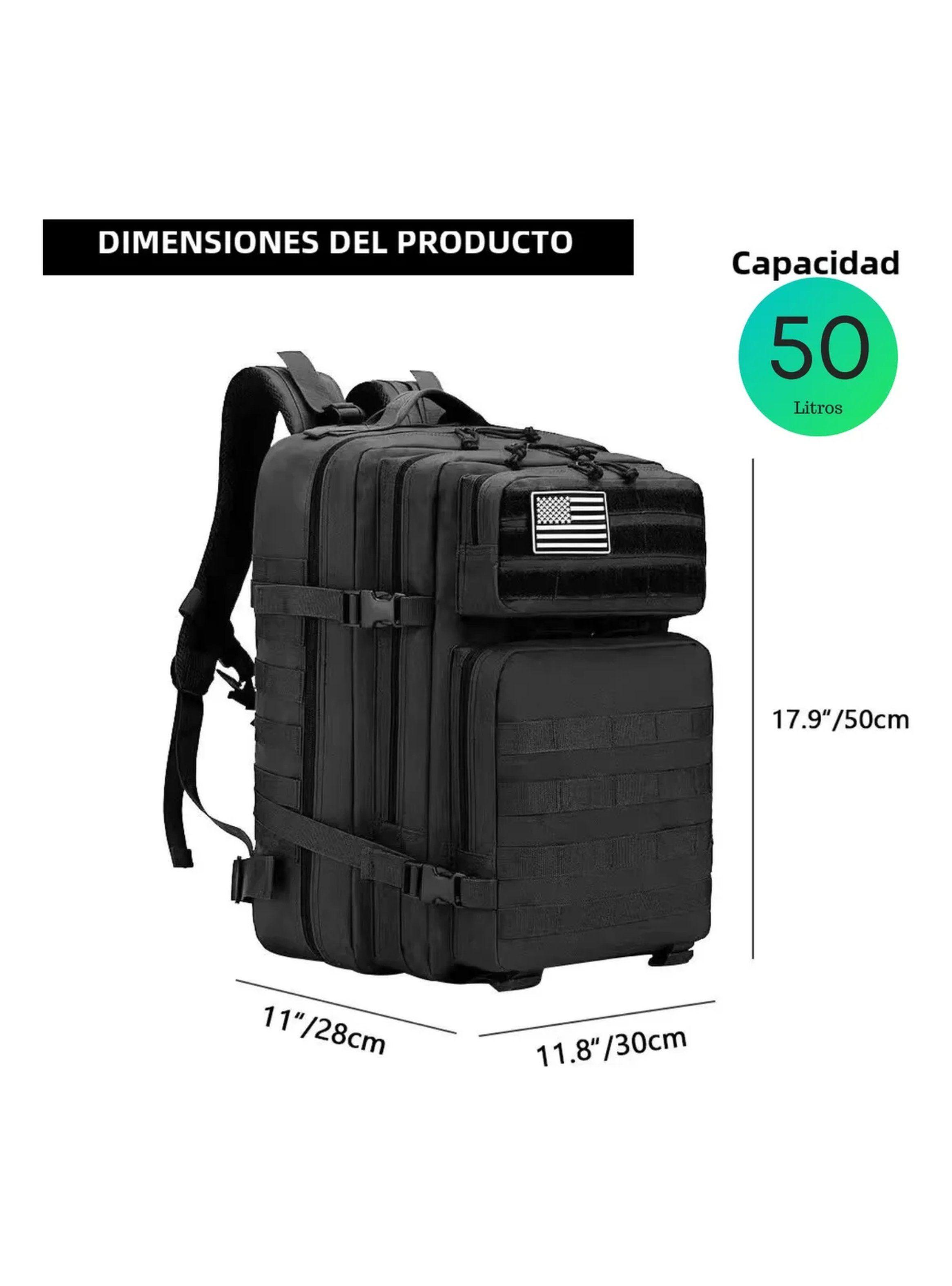 Mochila Táctica Militar Multibolsillos Impermeable Negra 45L-6