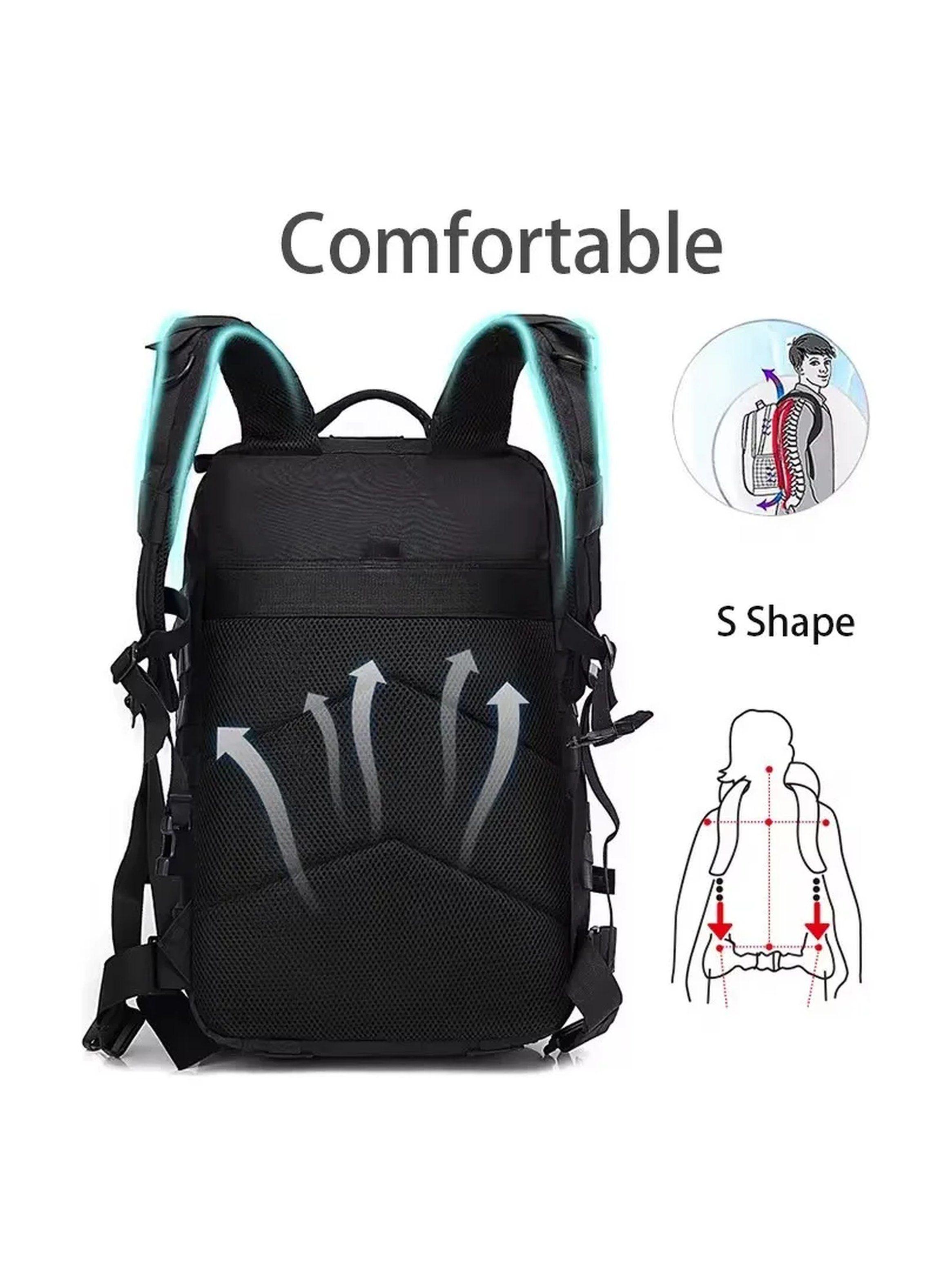 Mochila Táctica Militar Multibolsillos Impermeable Negra 45L-8