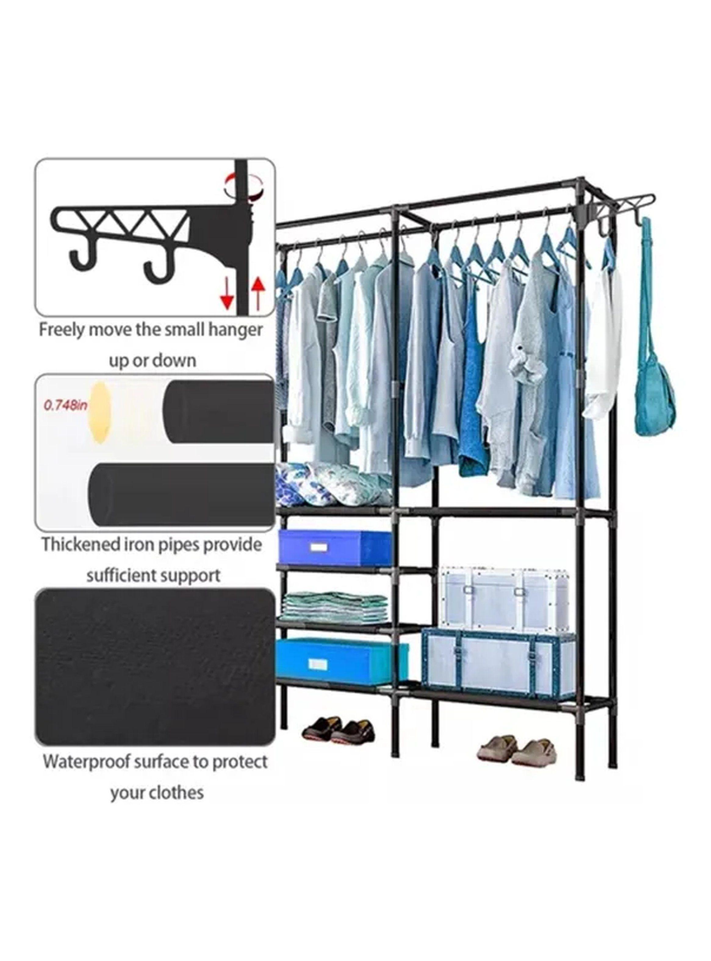 Organizador de Ropa Metálico Multifuncional con Estantes y Colgadores Larco-3