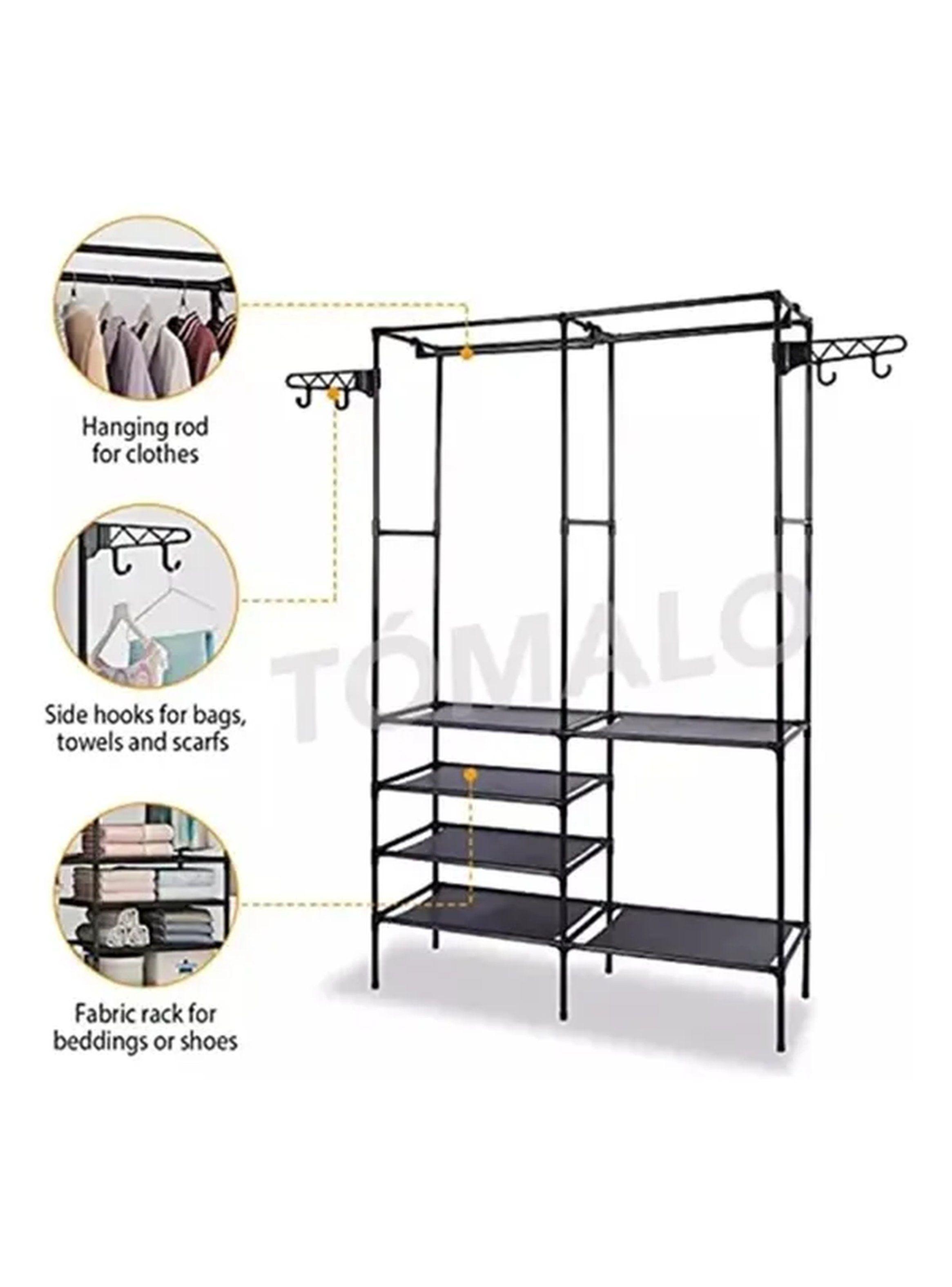 Organizador de Ropa Metálico Multifuncional con Estantes y Colgadores Larco-4