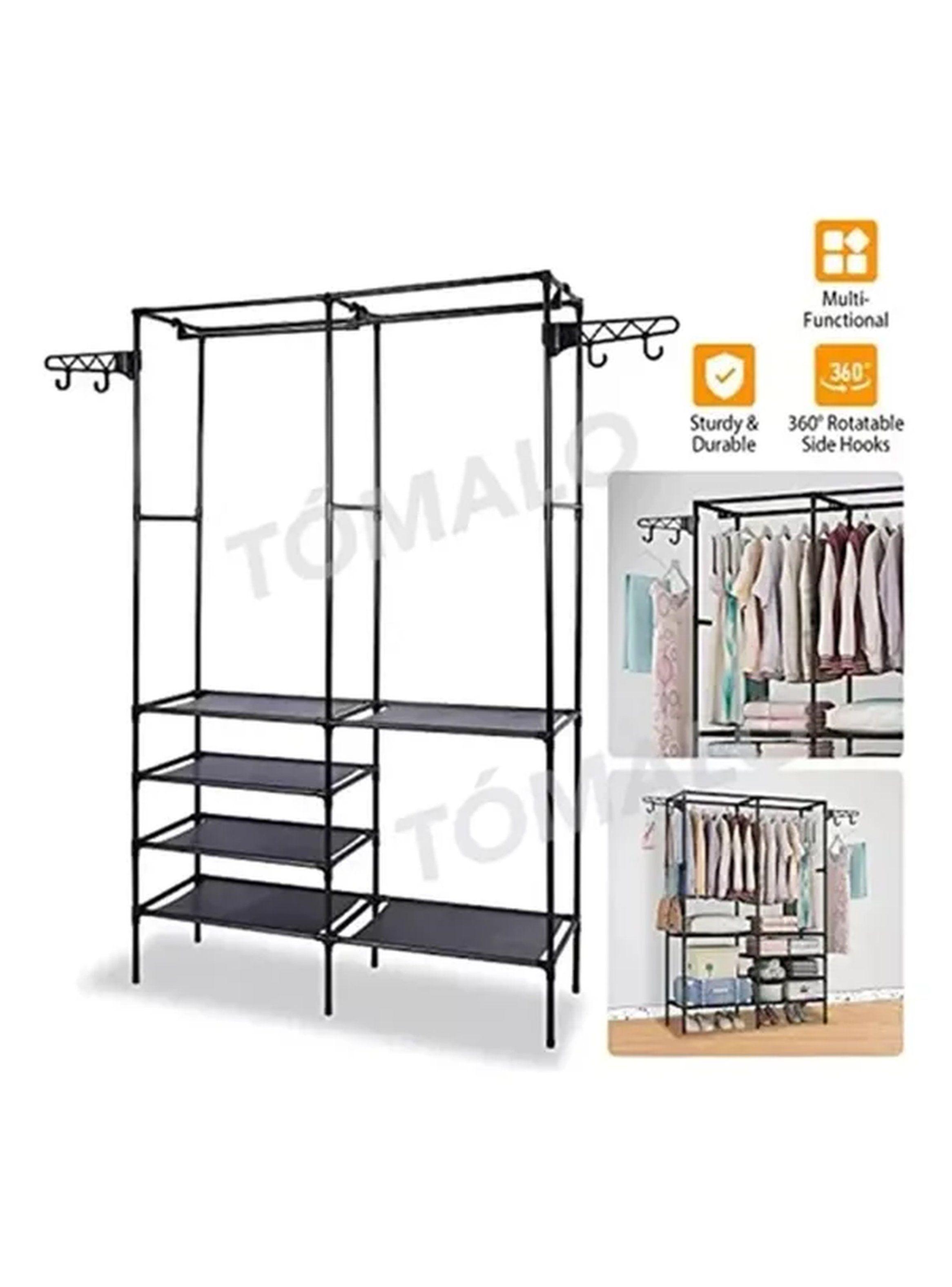 Organizador de Ropa Metálico Multifuncional con Estantes y Colgadores Larco-5