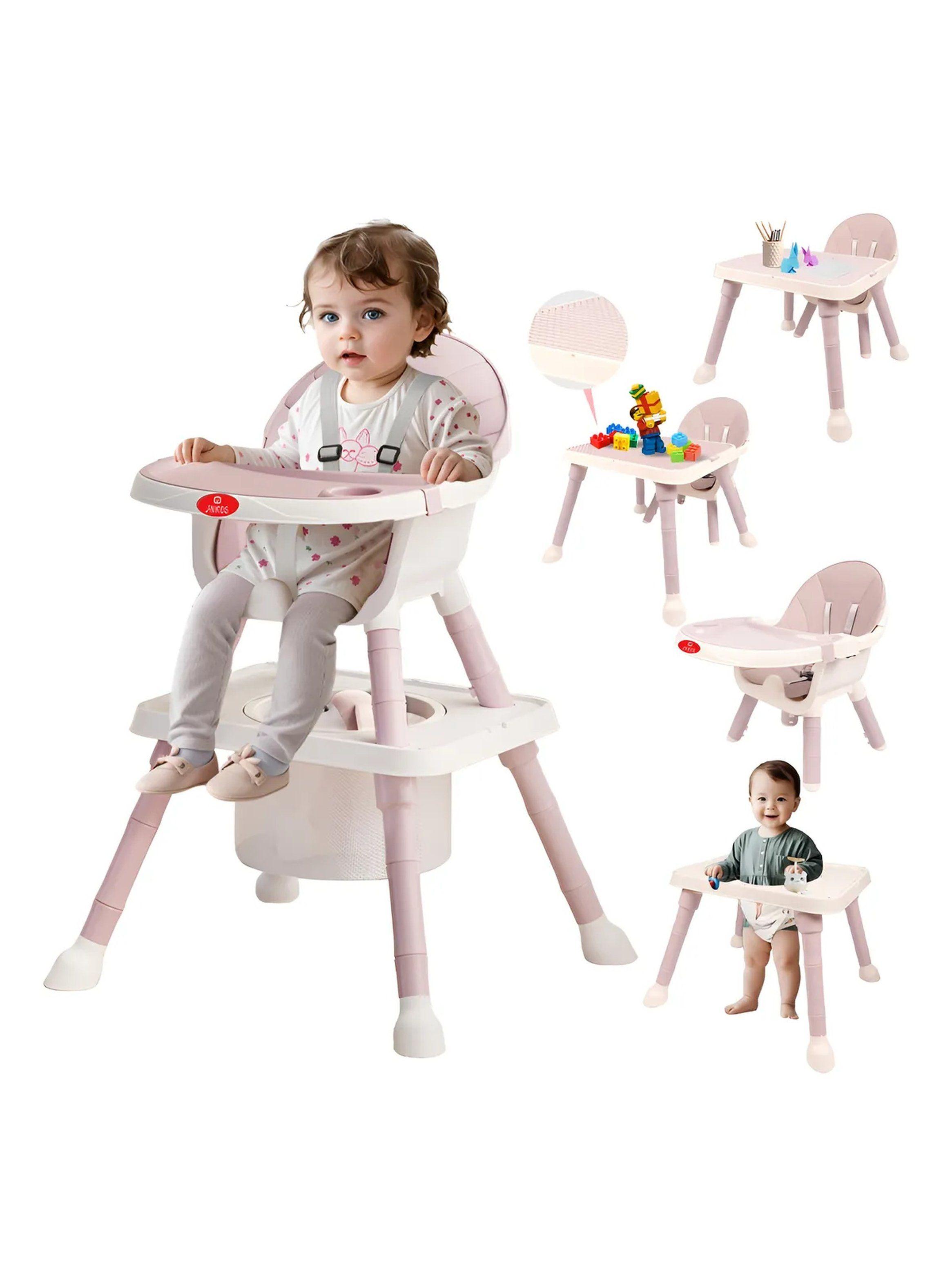 Silla de Comer Multifuncional para Bebé 7 en 1 Ajustable Seguridad 5 Puntos-0