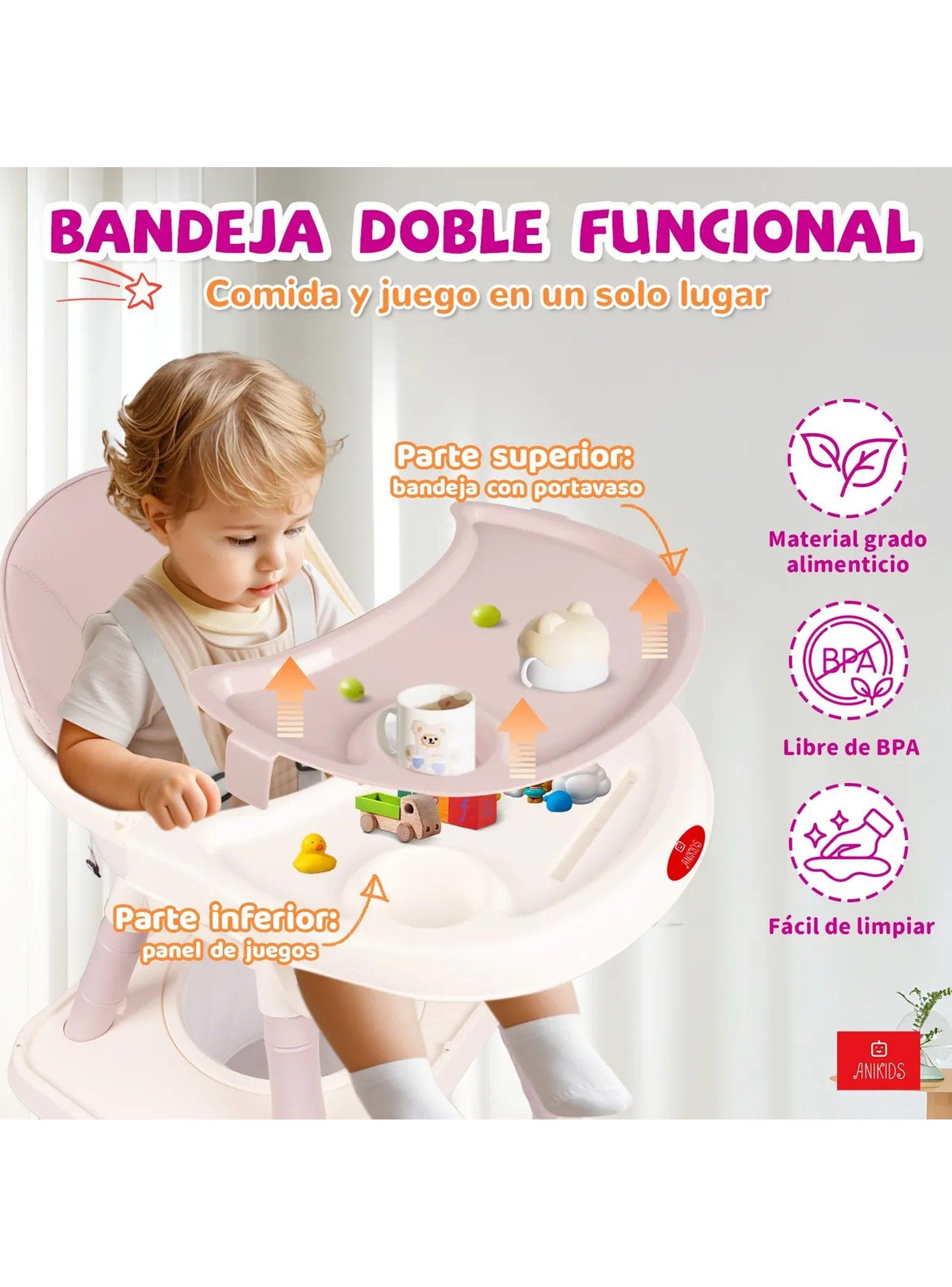 Silla de Comer Multifuncional para Bebé 7 en 1 Ajustable Seguridad 5 Puntos-4
