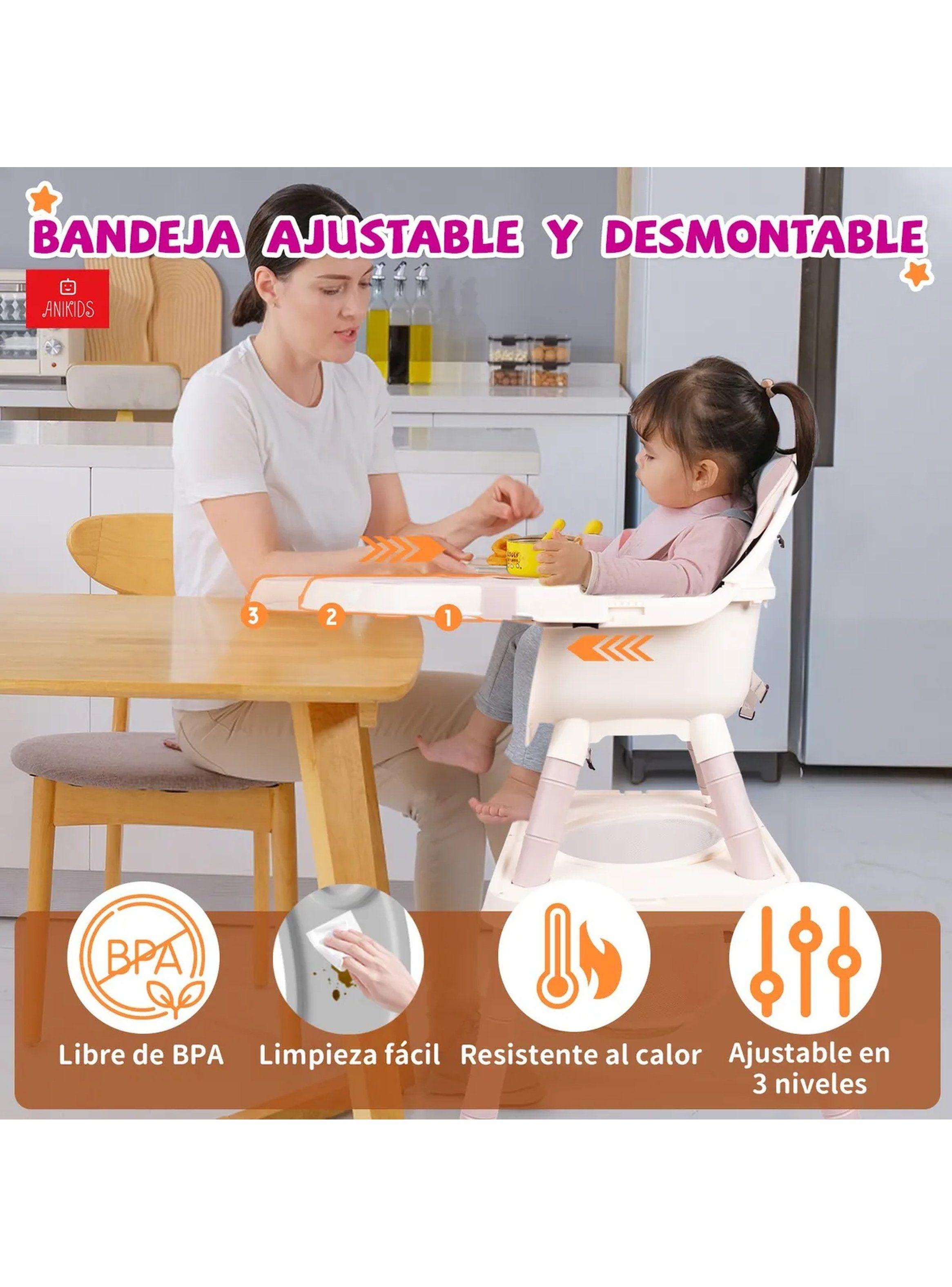 Silla de Comer Multifuncional para Bebé 7 en 1 Ajustable Seguridad 5 Puntos-5
