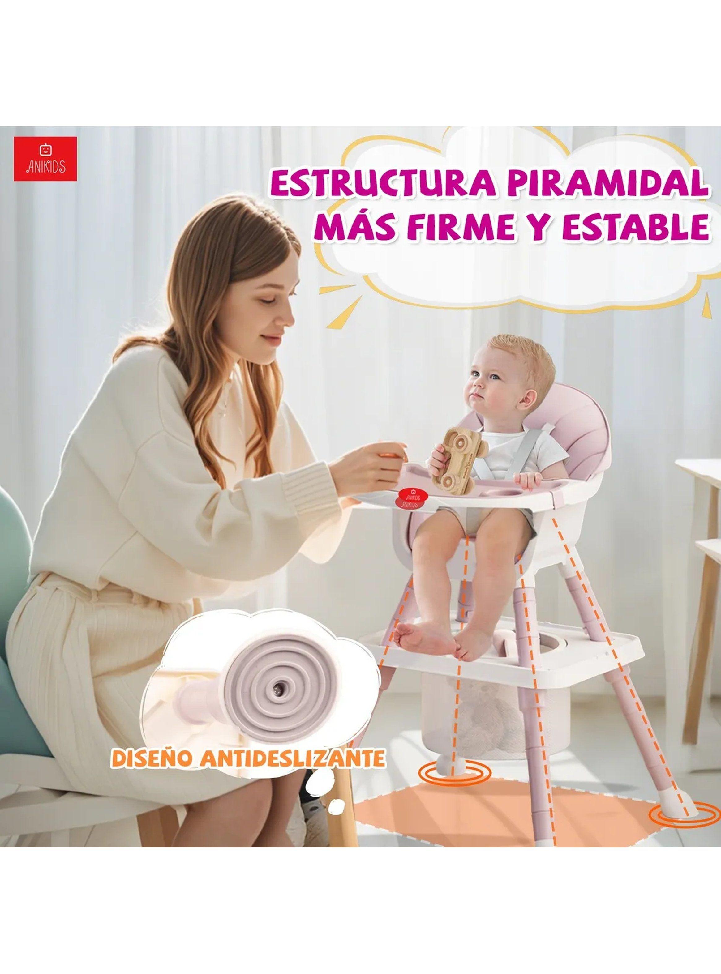 Silla de Comer Multifuncional para Bebé 7 en 1 Ajustable Seguridad 5 Puntos-8