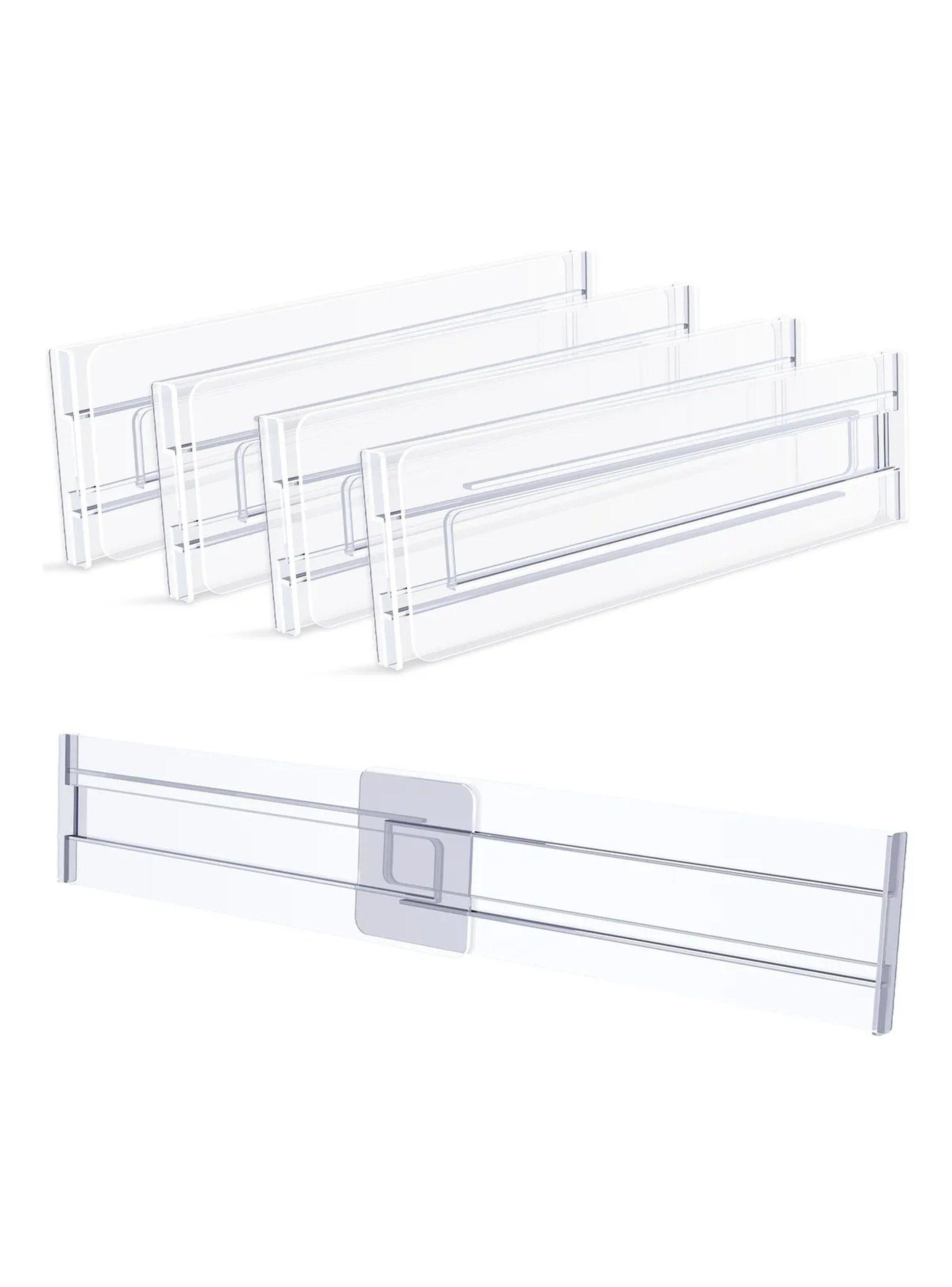 Divisores de Cajón Ajustables Plásticos Transparentes 4 Piezas-0