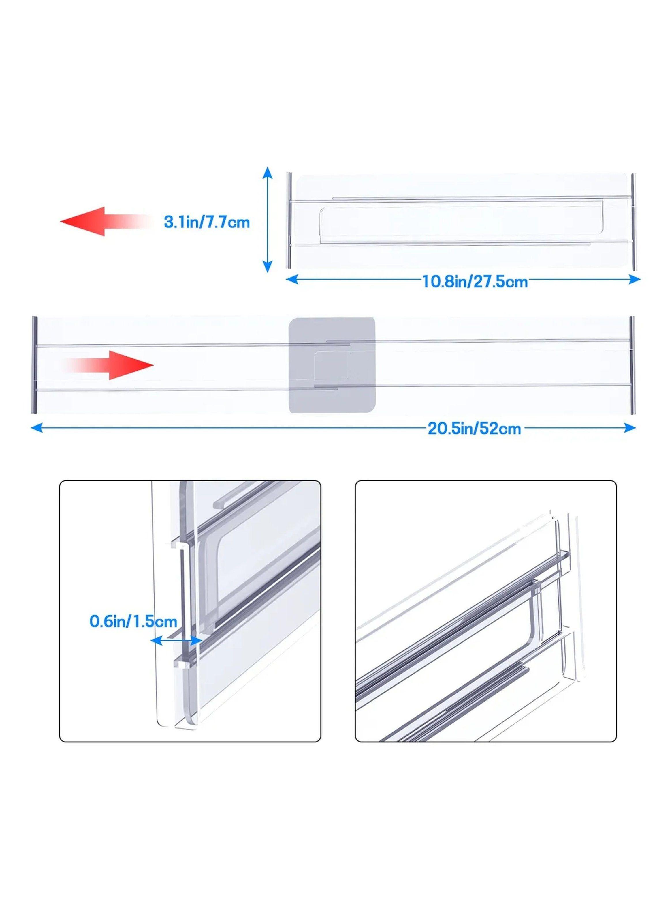 Divisores de Cajón Ajustables Plásticos Transparentes 4 Piezas-1