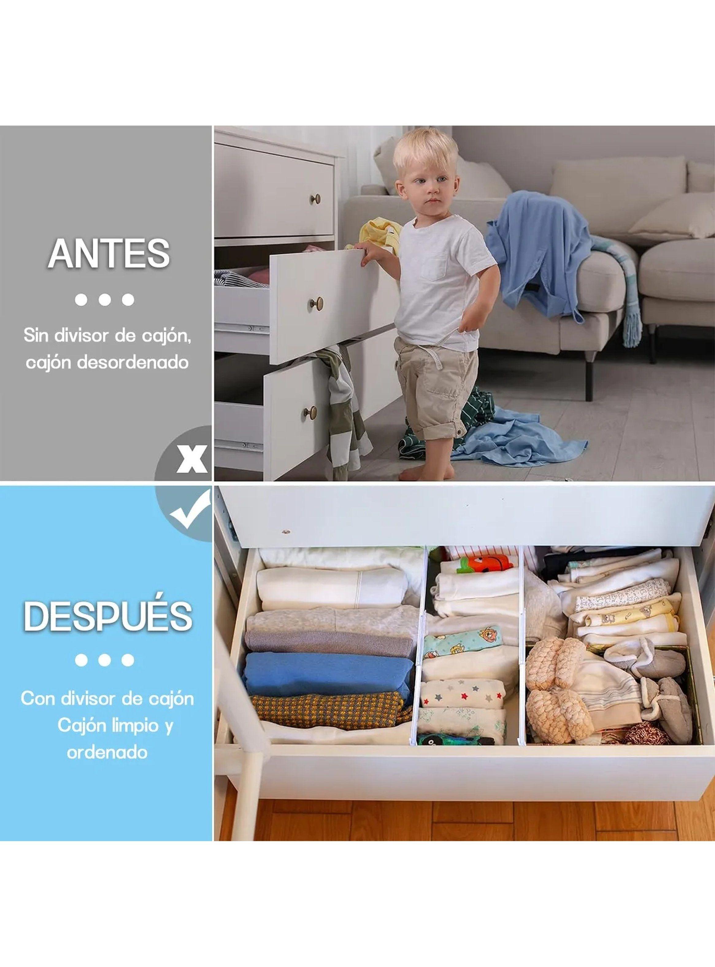 Divisores de Cajón Ajustables Plásticos Transparentes 4 Piezas-2