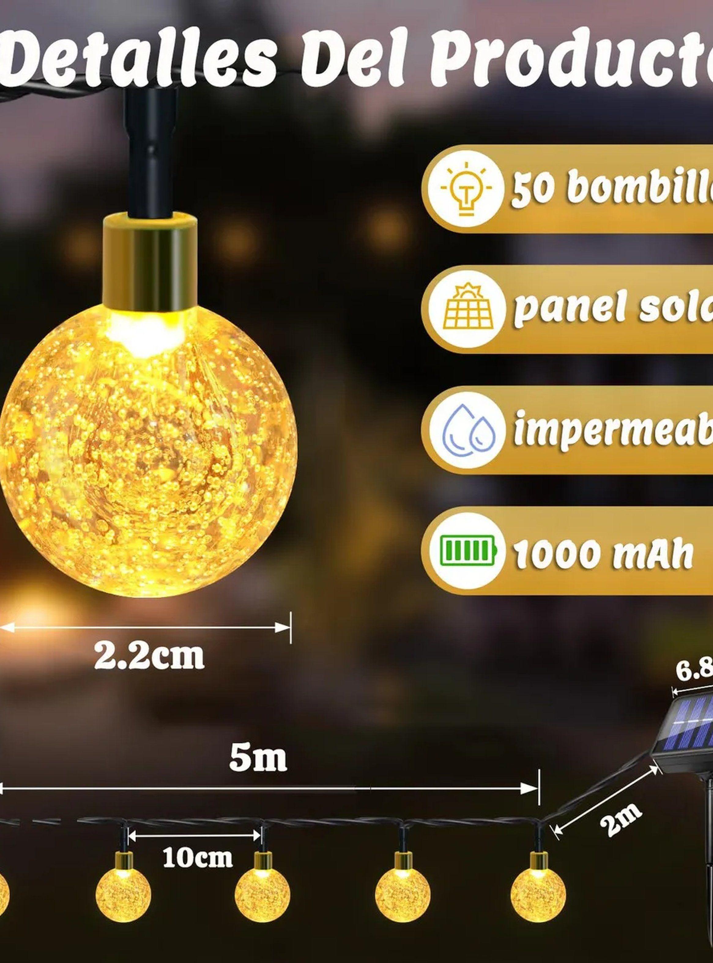 Luces Solares de Exterior LED Globo Amarillo Impermeables-3