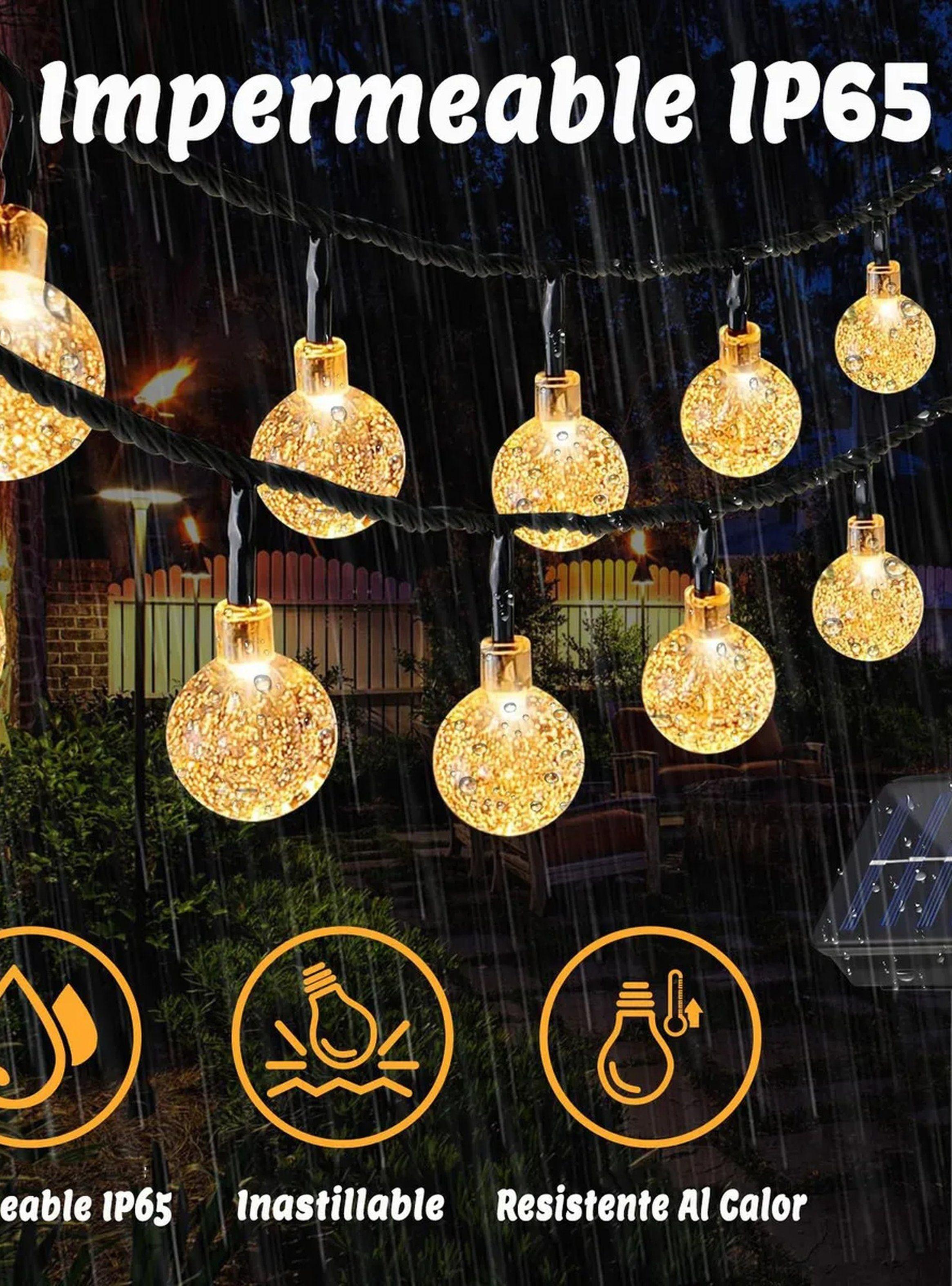 Luces Solares de Exterior LED Globo Amarillo Impermeables-5