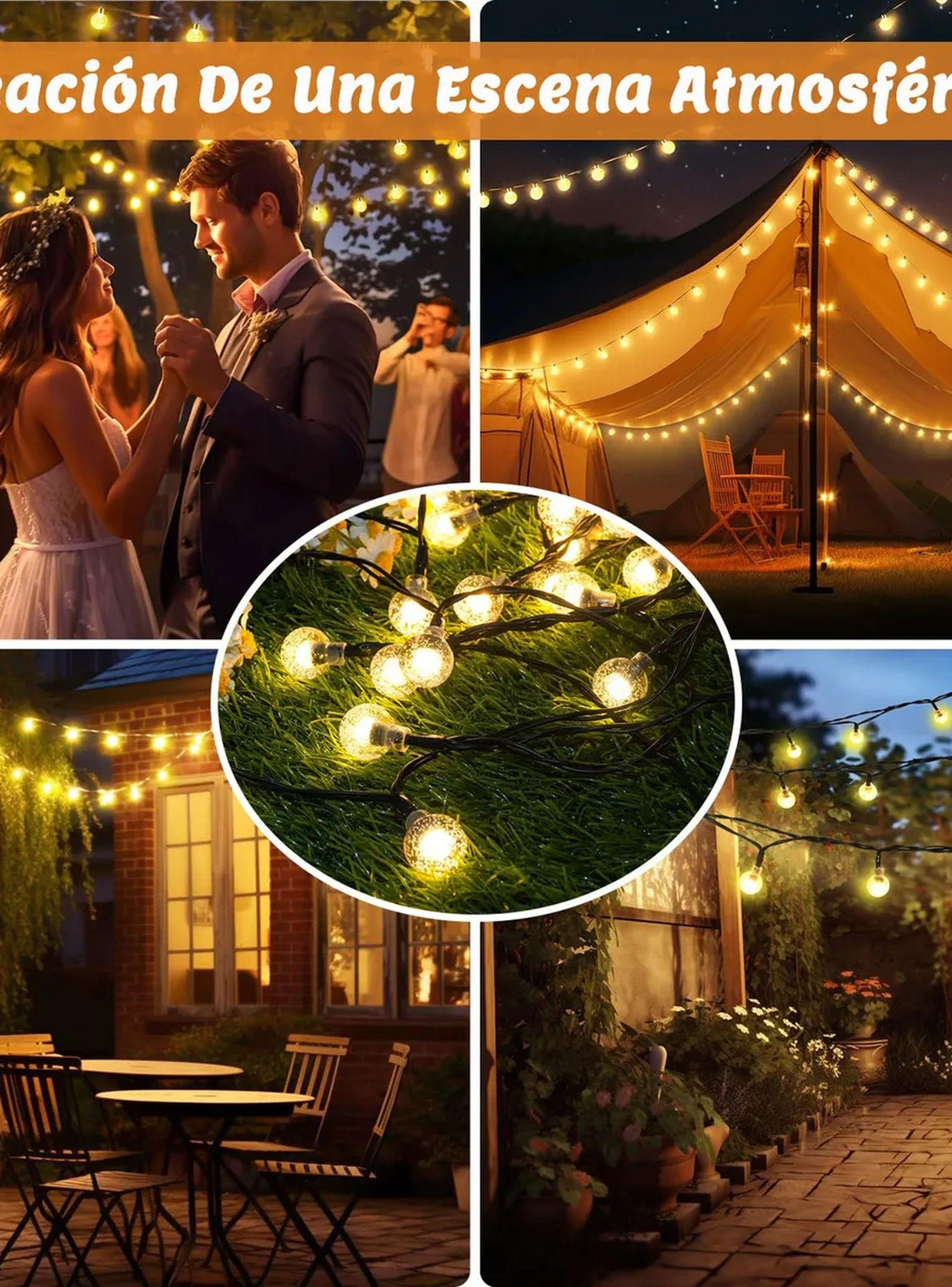 Luces Solares de Exterior LED Globo Amarillo Impermeables-7