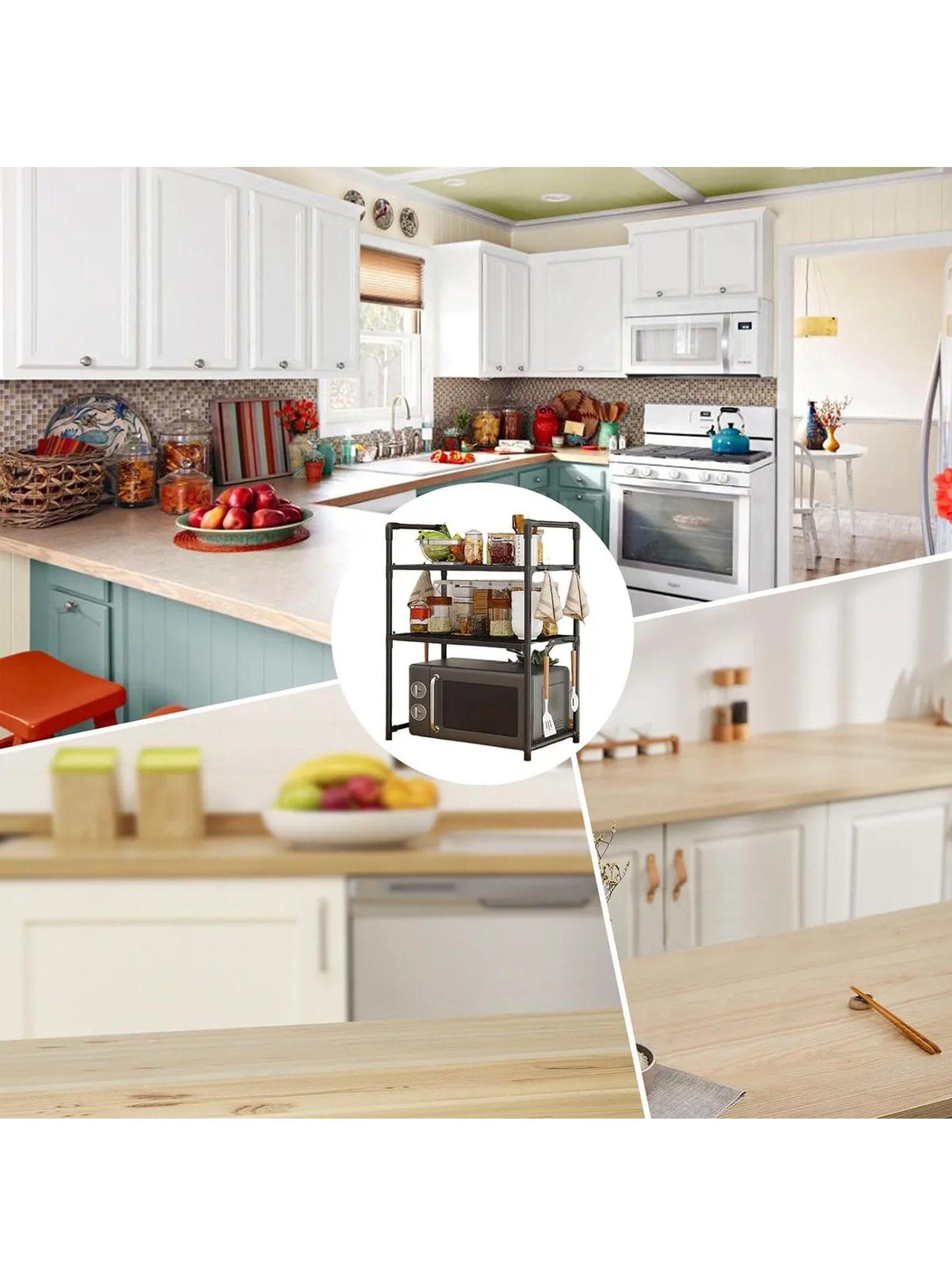 Estante de Cocina Multifuncional 3 Niveles Blanco-4