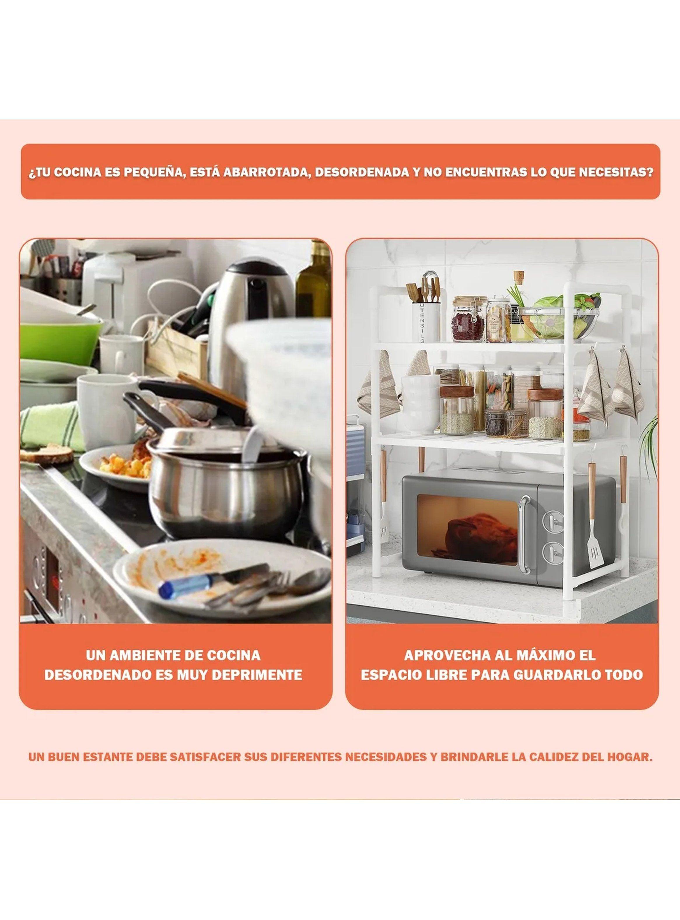 Estante de Cocina Multifuncional 3 Niveles Blanco-8