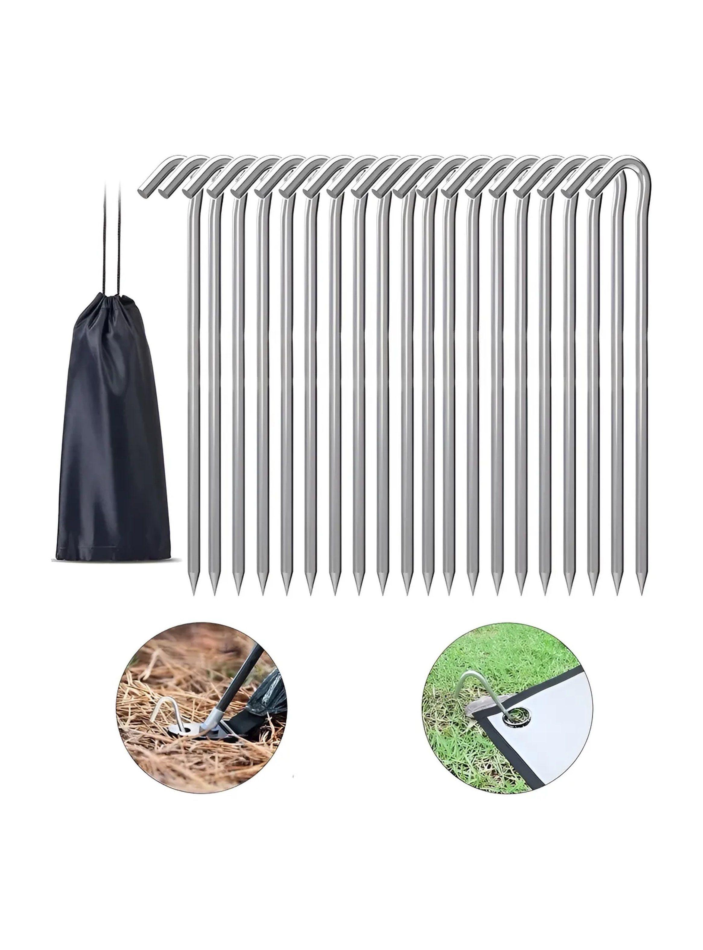 Estacas de Acero para Camping 18cm Puntas Afiladas Multipropósito-0