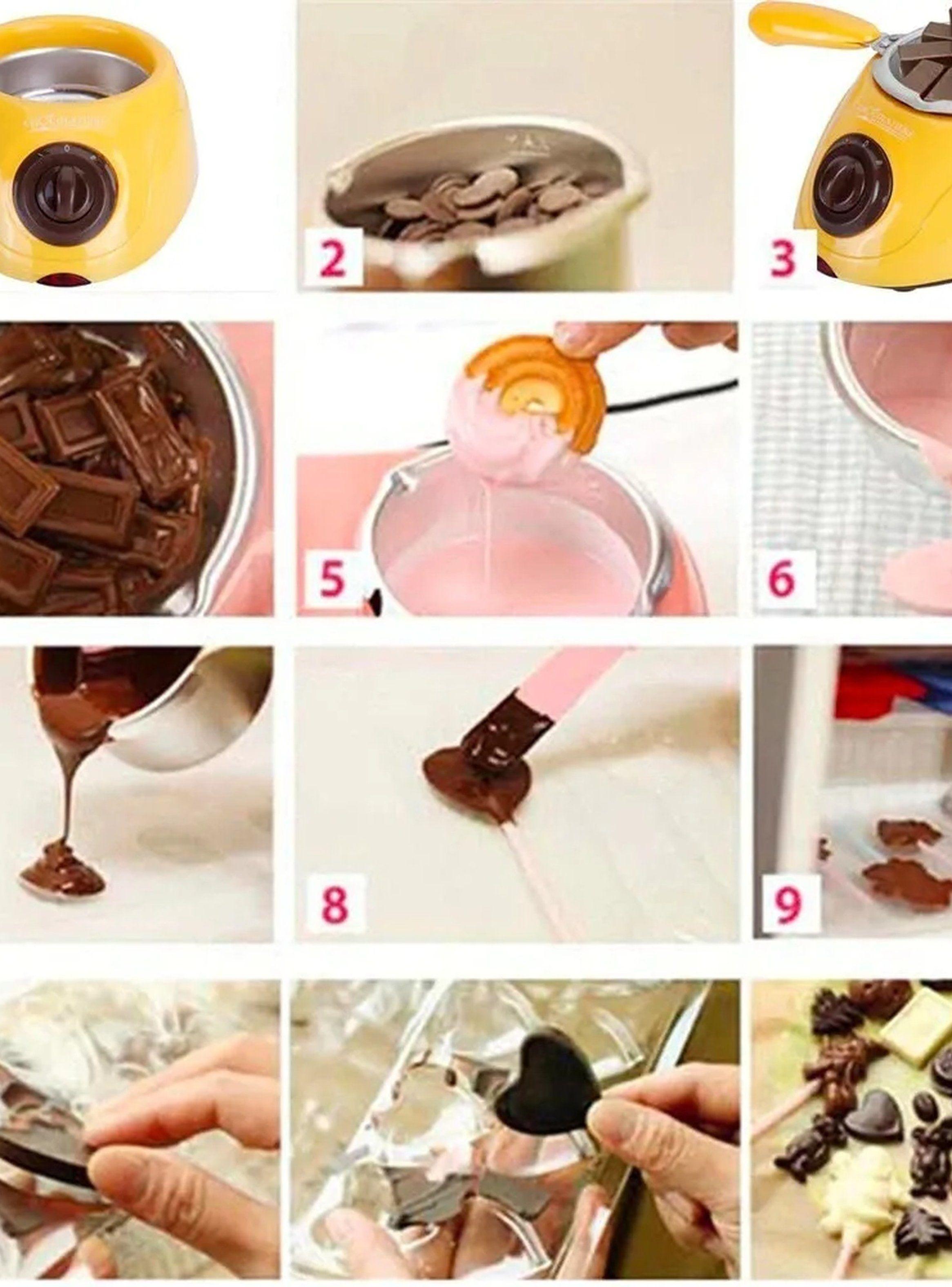 Derretidor De Chocolate Eléctrico Antiadherente 250ml Amarillo-3