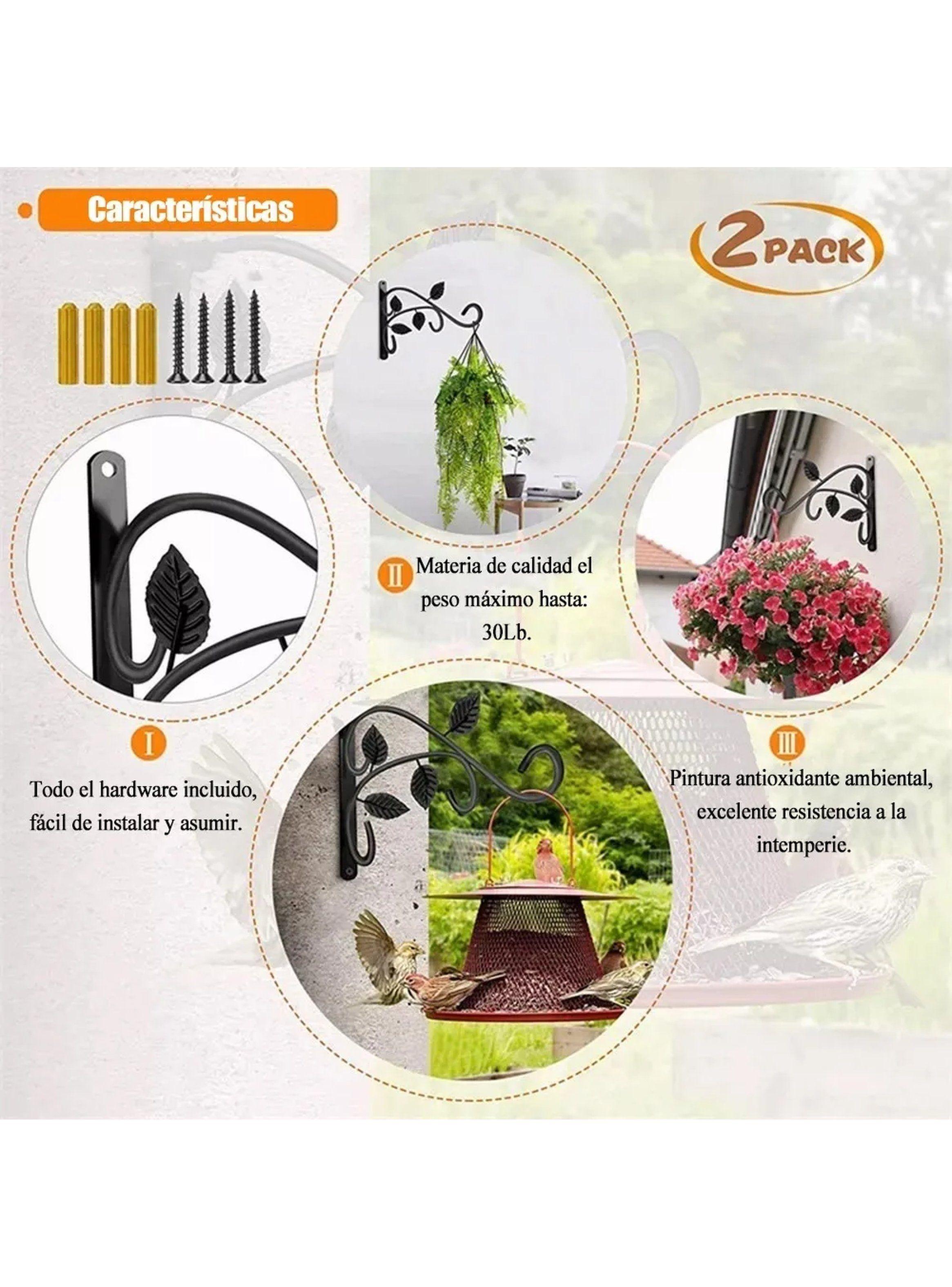 Soporte de Metal para Macetas Colgantes 12 Pulgadas Negro Decorativo-4