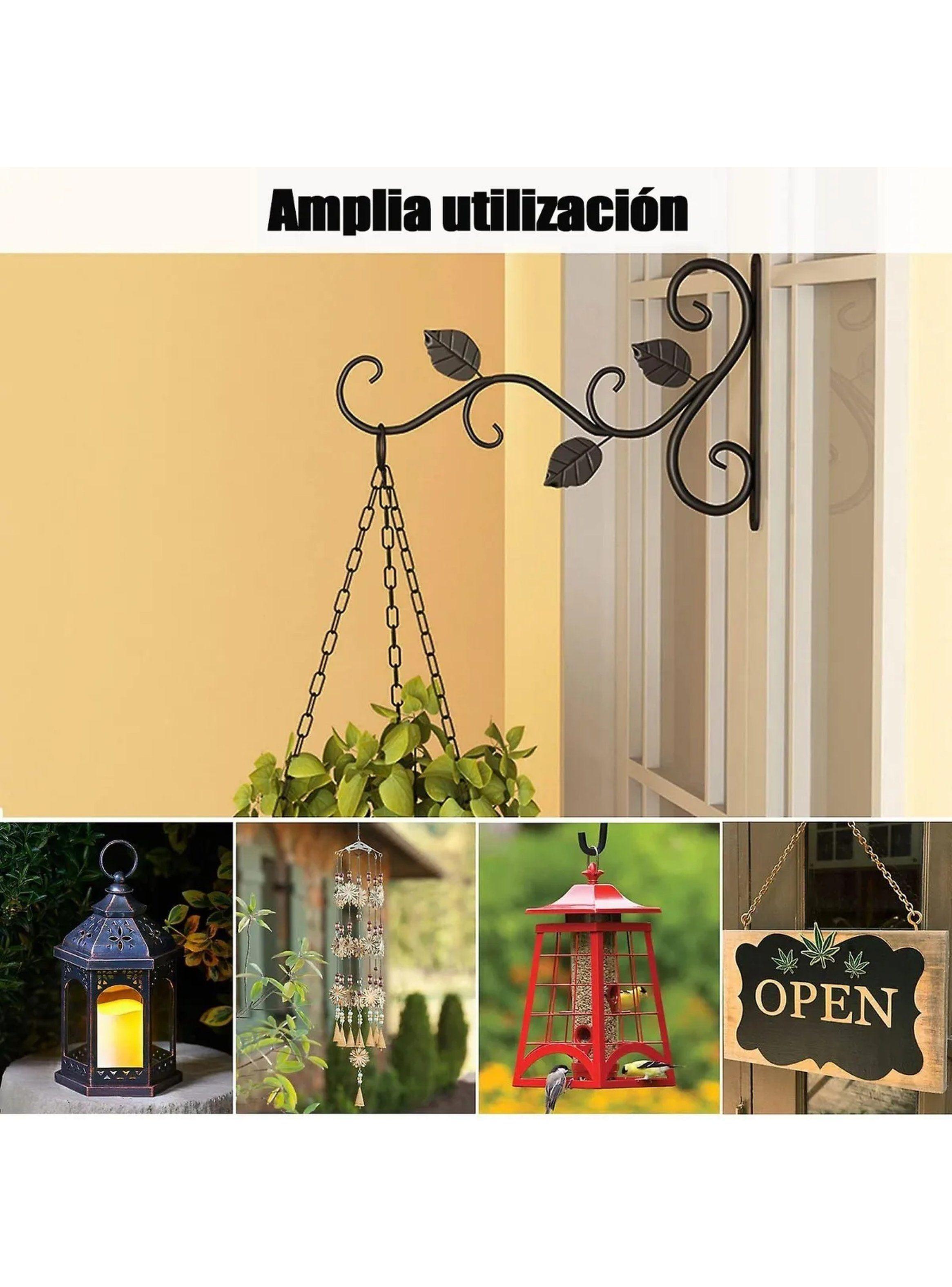 Soporte de Metal para Macetas Colgantes 12 Pulgadas Negro Decorativo-5