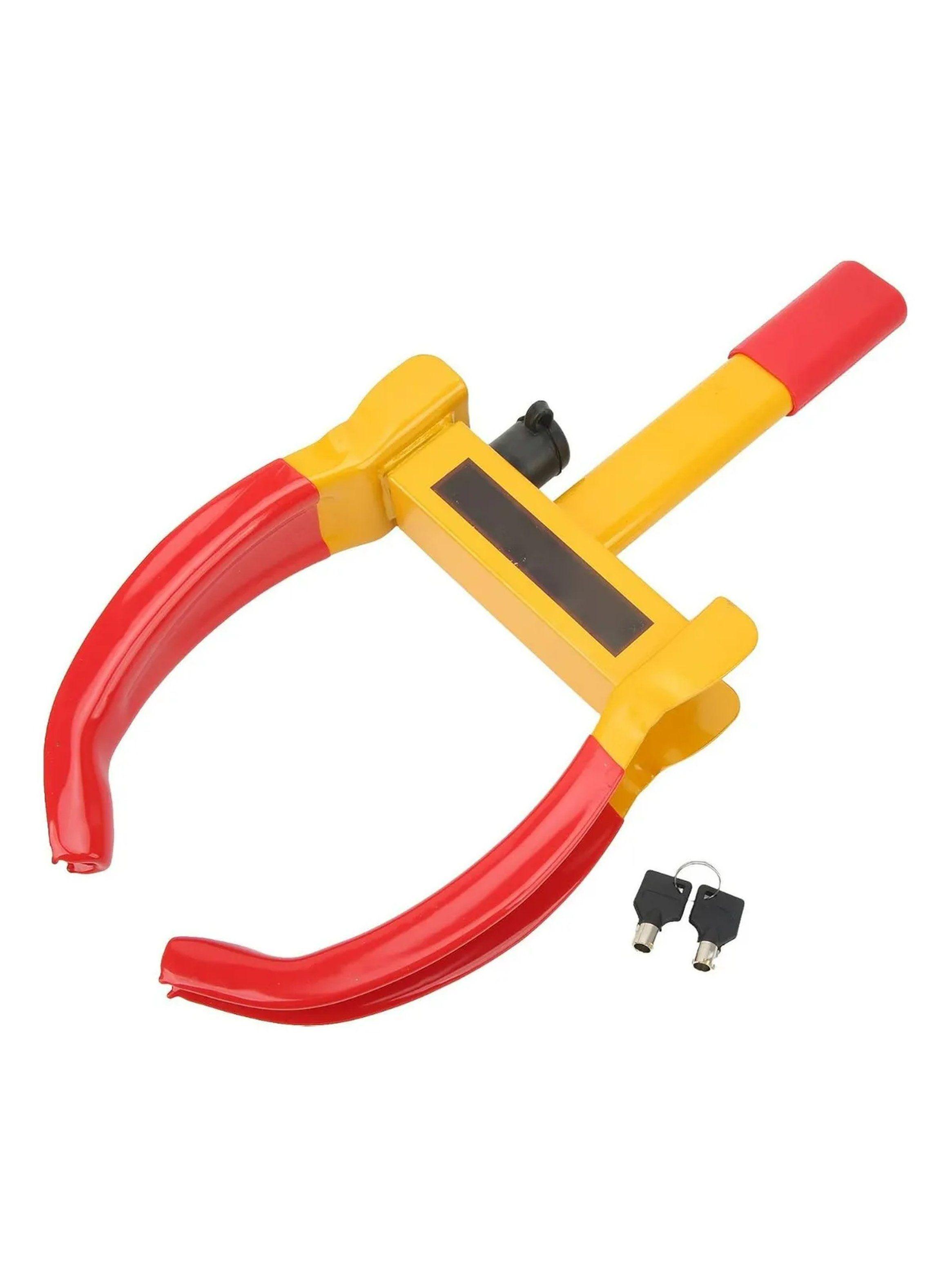 Candado Antirrobo Para Rueda De Vehículo Ajustable Amarillo Y Rojo-0