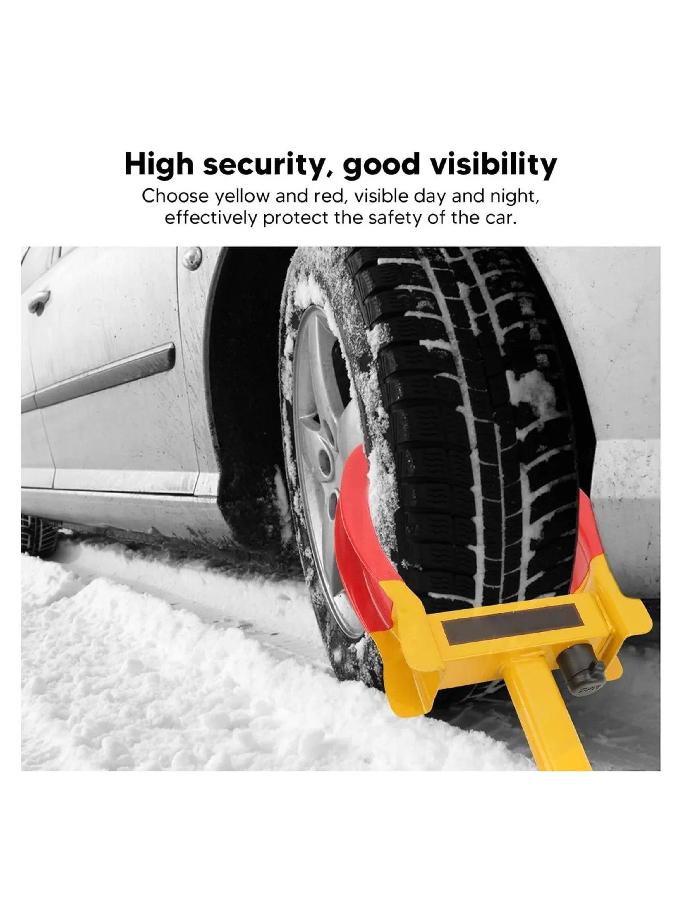 Candado Antirrobo Para Rueda De Vehículo Ajustable Amarillo Y Rojo-3