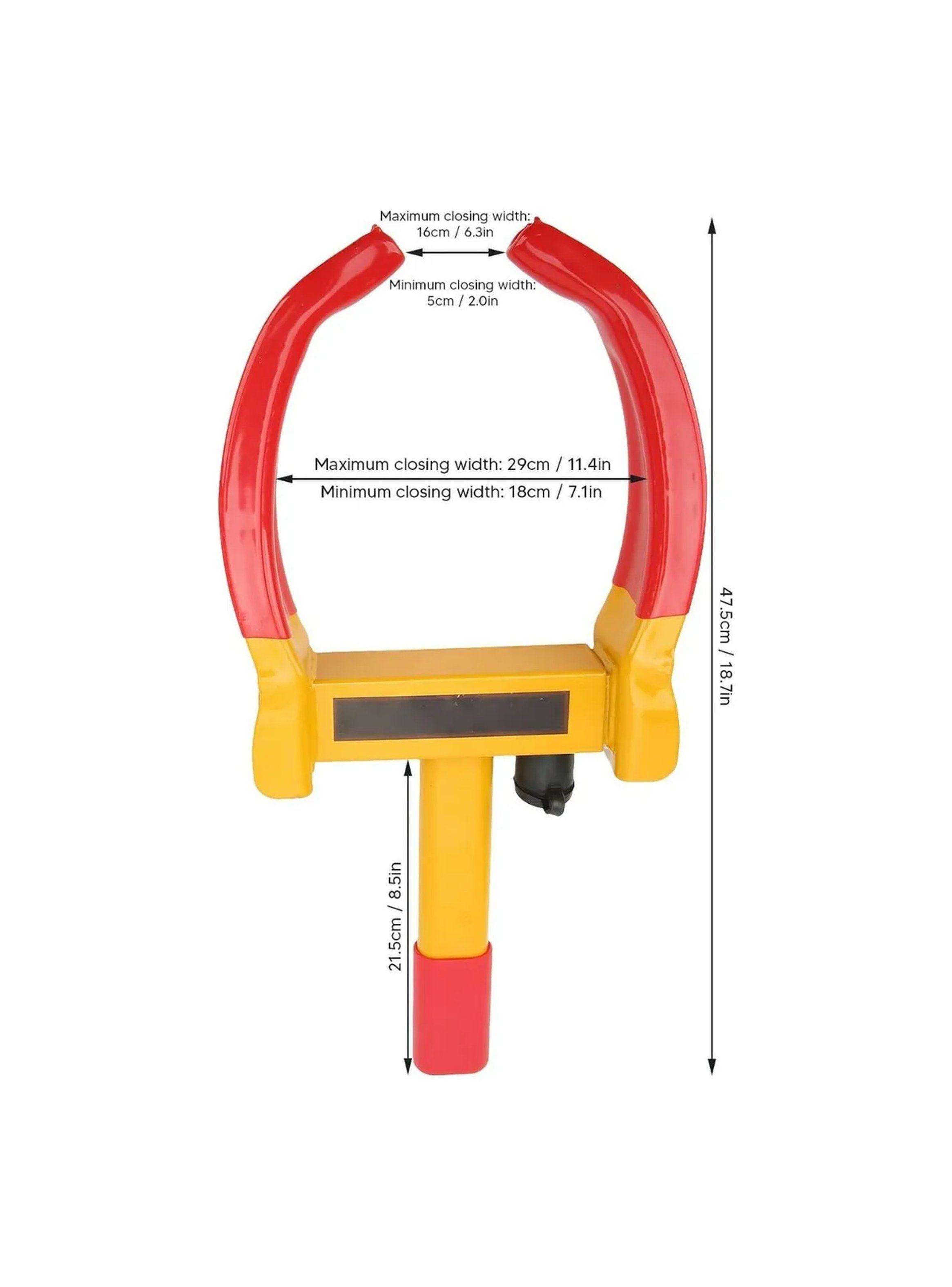 Candado Antirrobo Para Rueda De Vehículo Ajustable Amarillo Y Rojo-4