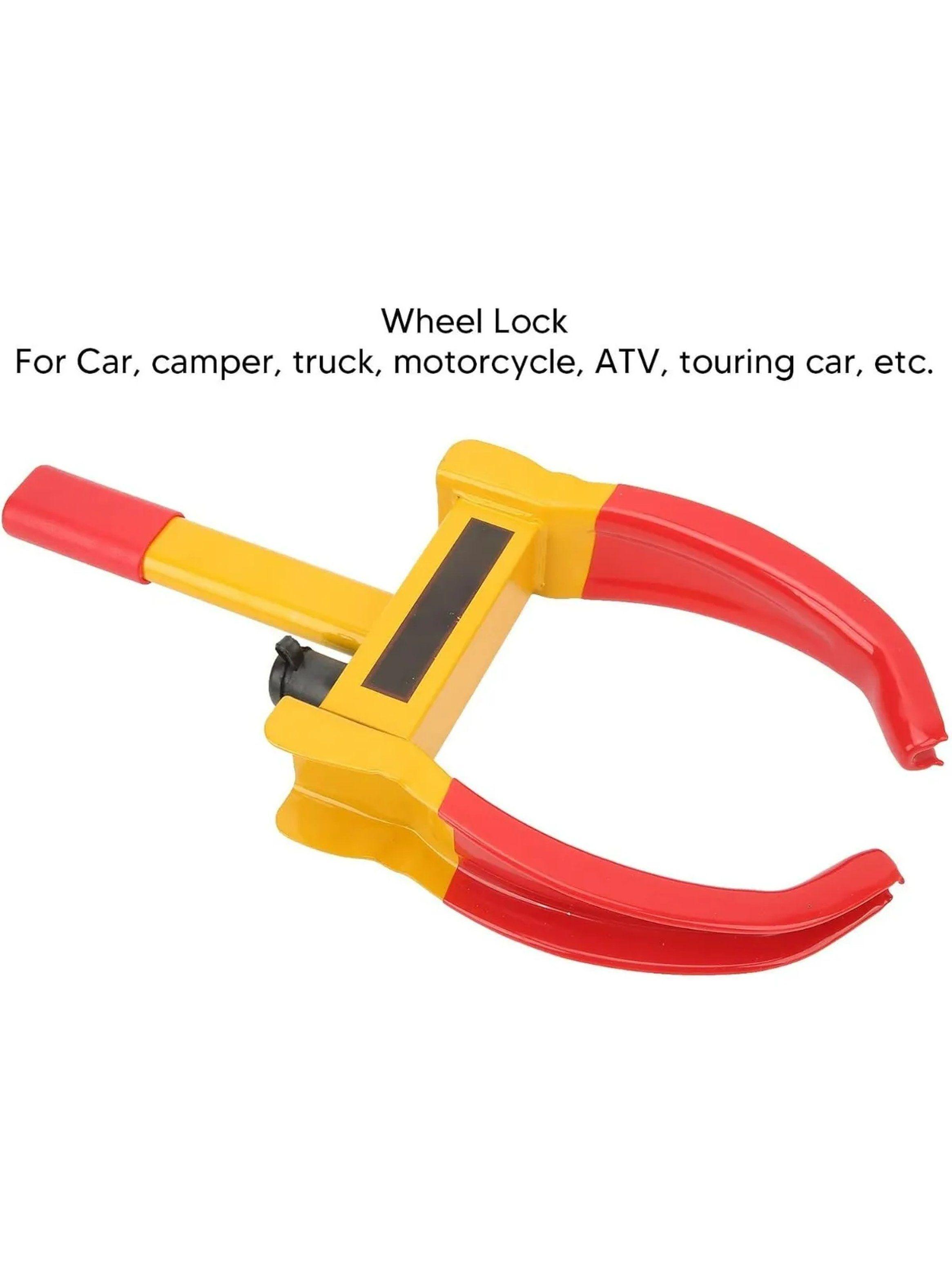 Candado Antirrobo Para Rueda De Vehículo Ajustable Amarillo Y Rojo-5