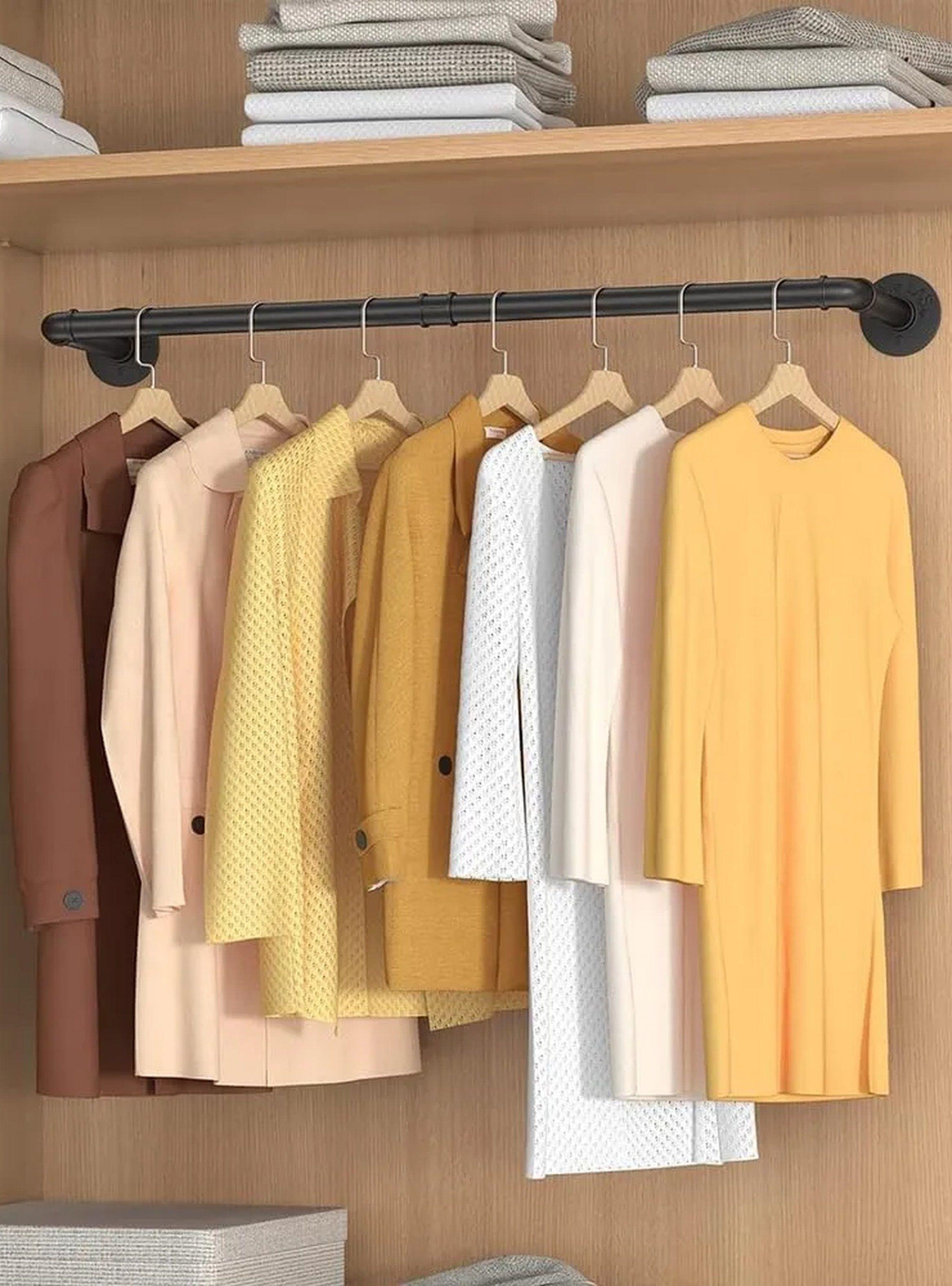 Barra de Ropa Montaje en Pared Metal 91cm Negra Resistente Carga 60kg-5