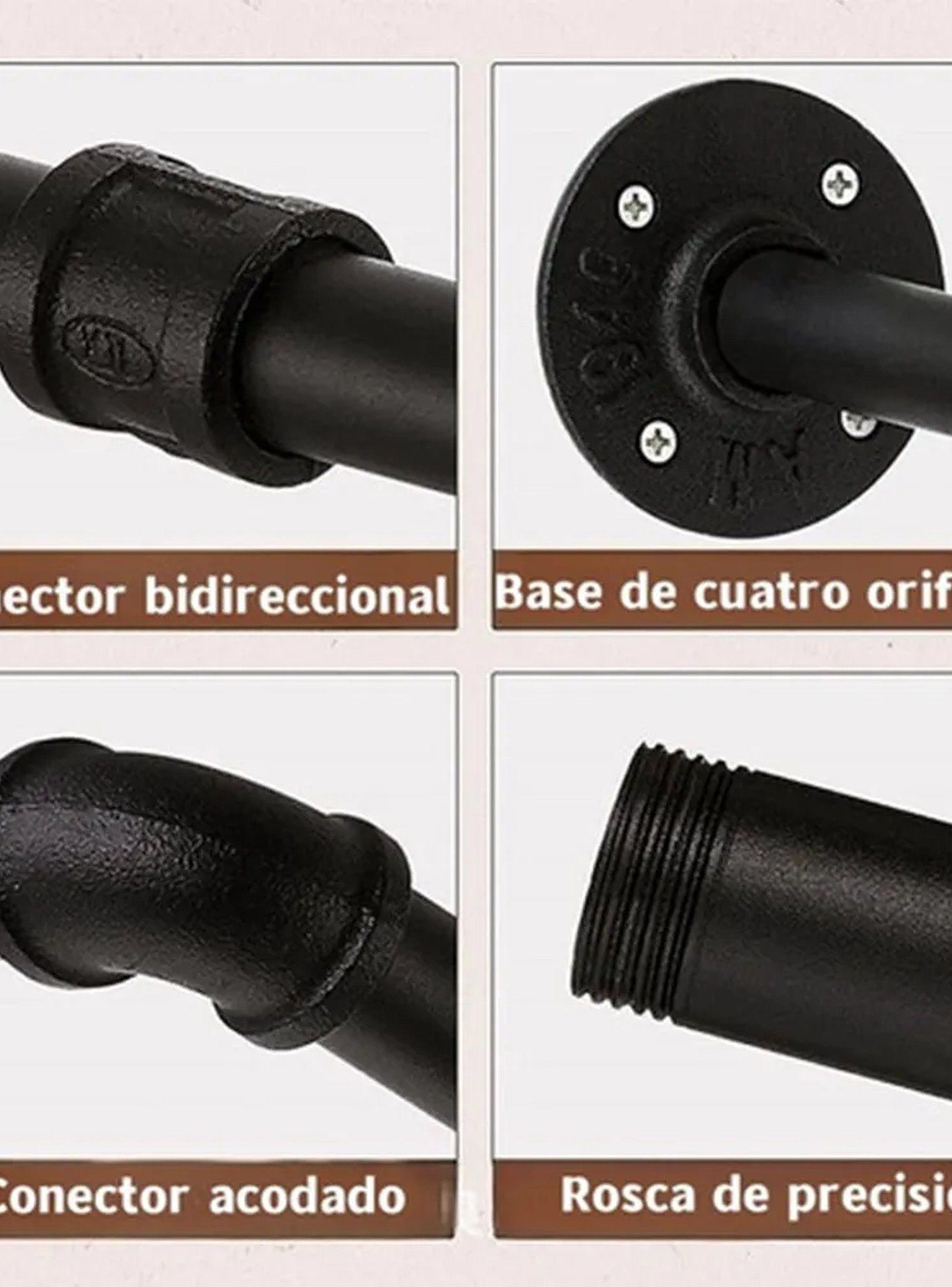 Barra de Ropa Montaje en Pared Metal 91cm Negra Resistente Carga 60kg-7