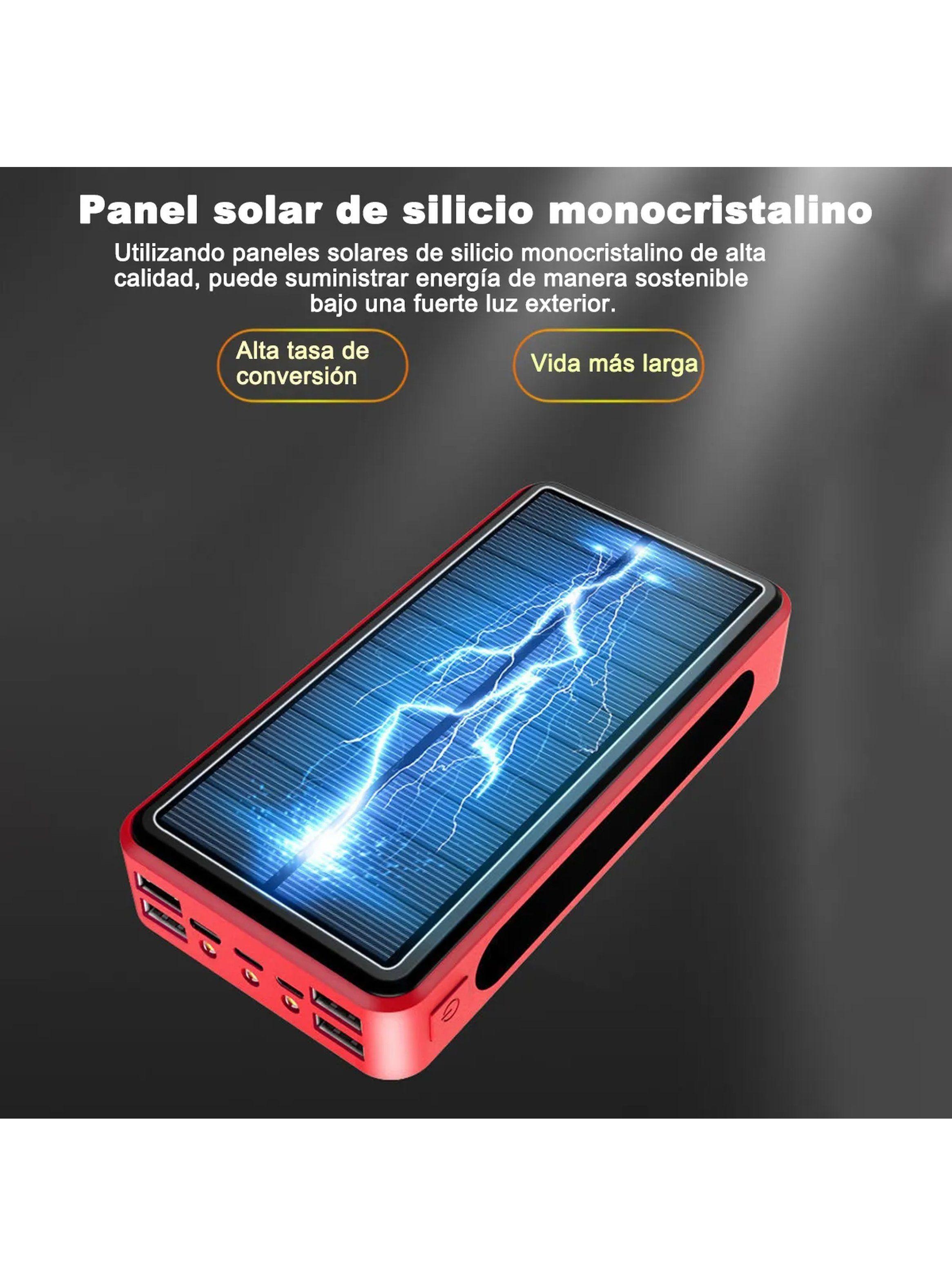 Cargador Solar Portátil 10000mAh Cableado e Inalámbrico Rojo-3
