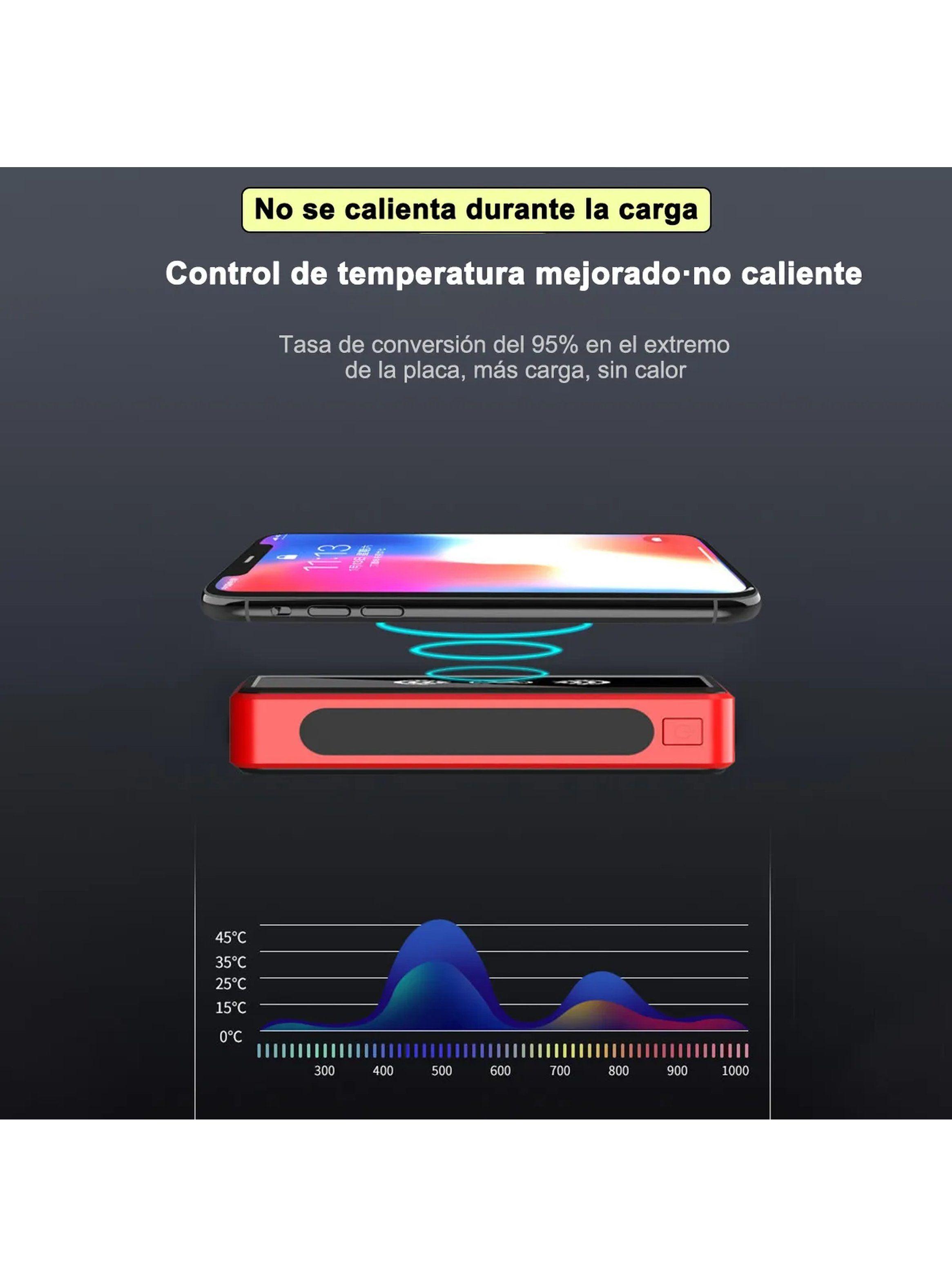 Cargador Solar Portátil 10000mAh Cableado e Inalámbrico Rojo-4
