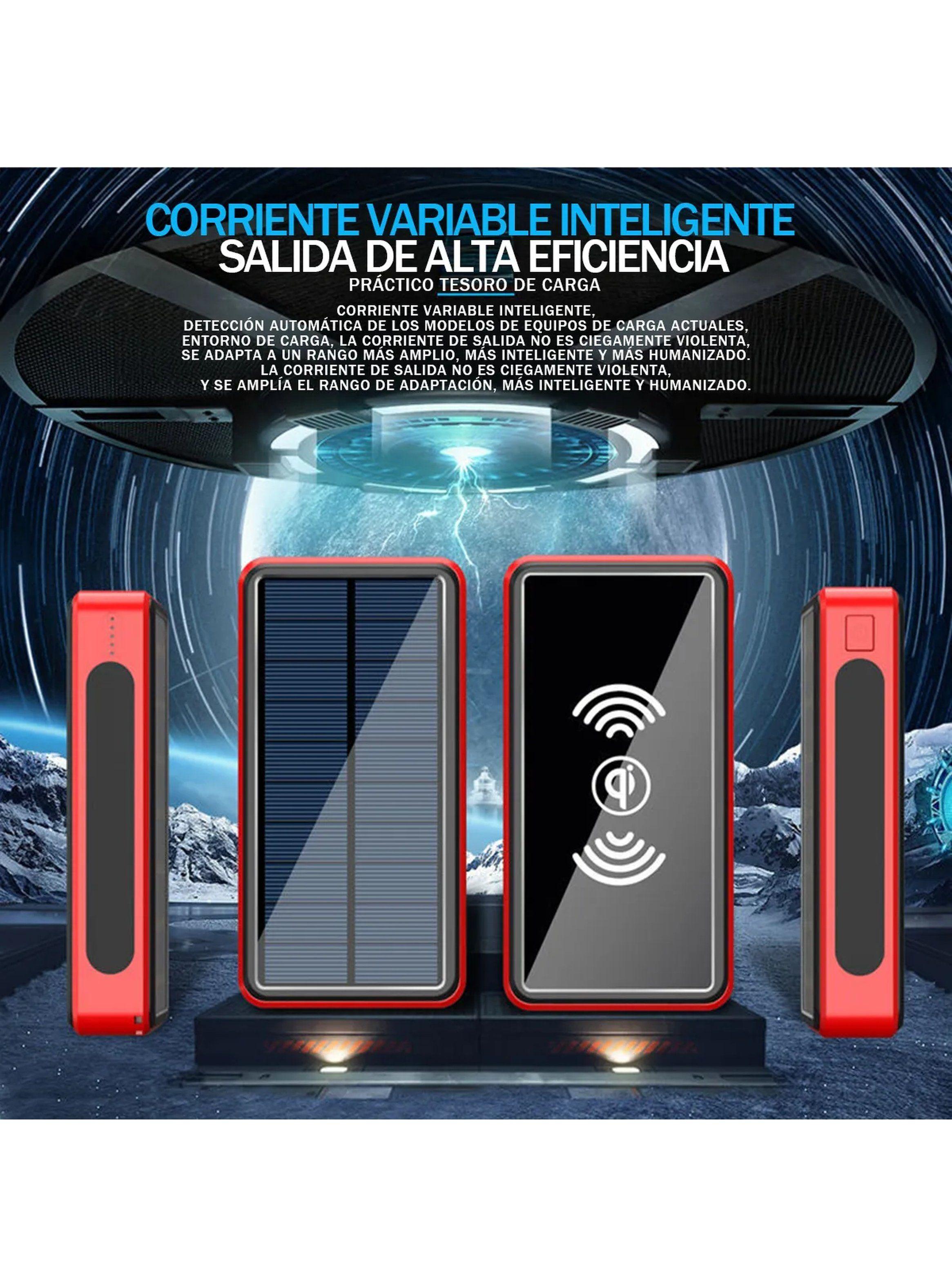 Cargador Solar Portátil 10000mAh Cableado e Inalámbrico Rojo-7