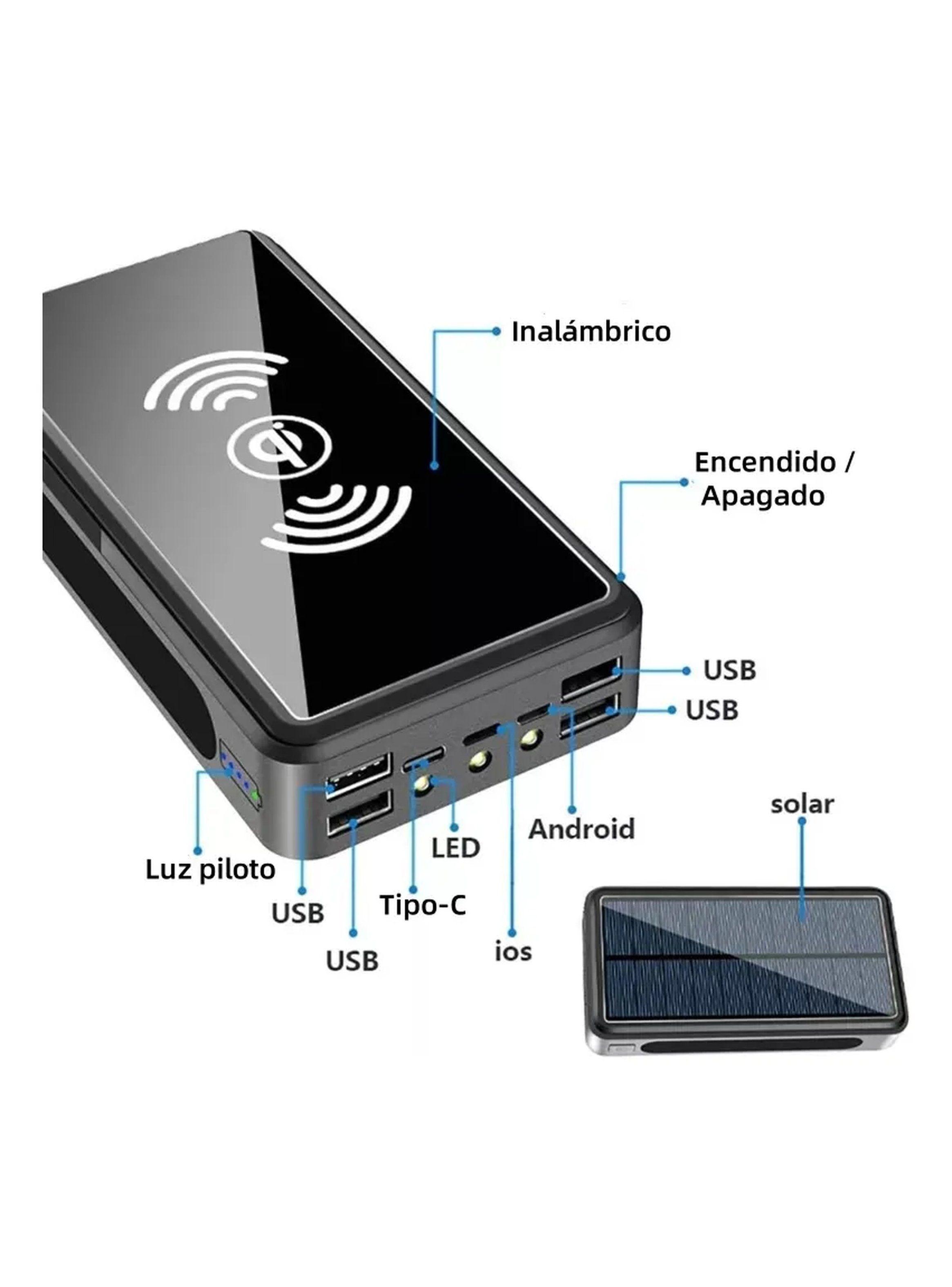 Cargador Solar Portátil 10000mAh Cableado e Inalámbrico Rojo-9