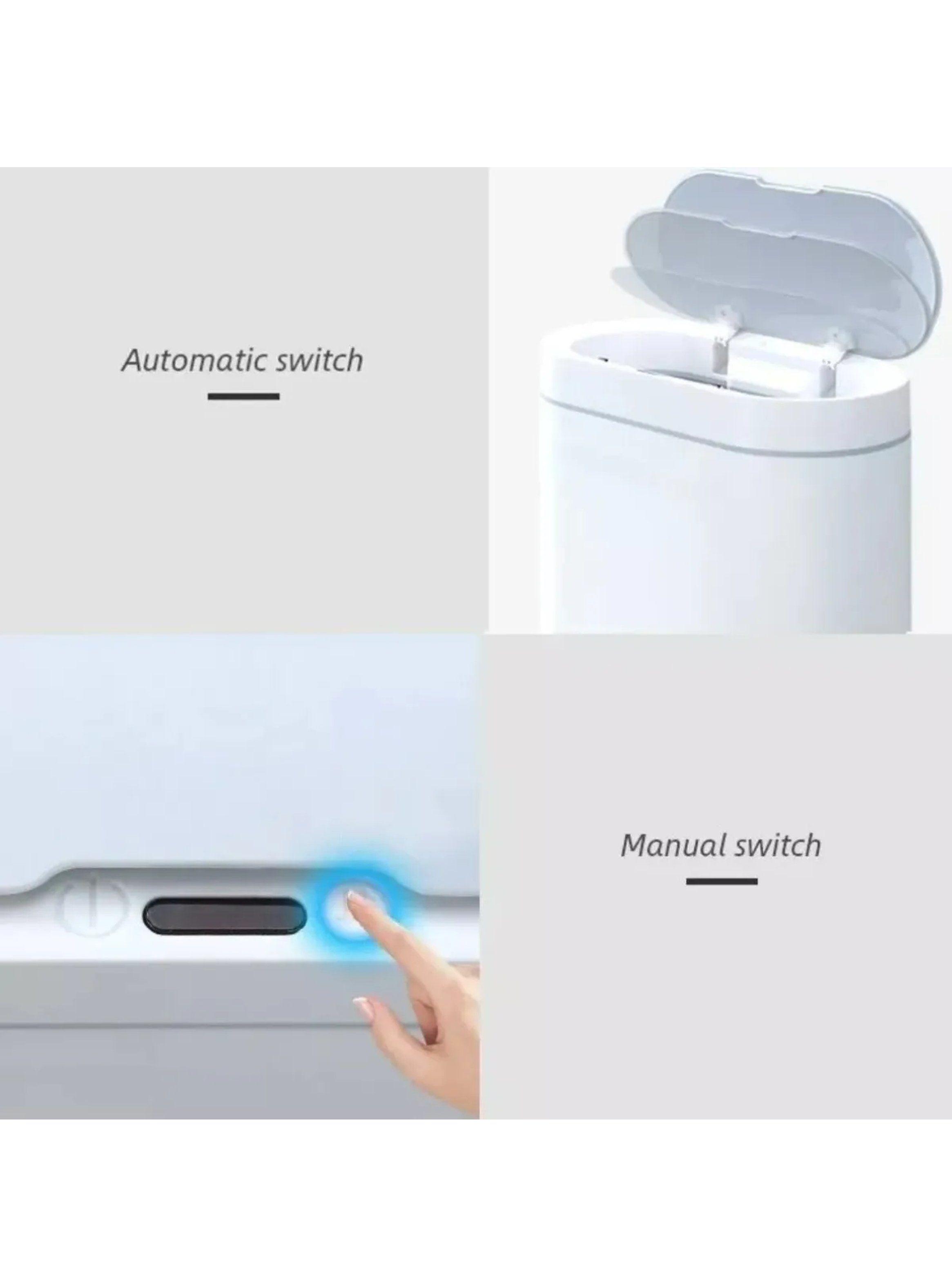 Bote de Basura Inteligente Sensor de Movimiento Impermeable 12L Blanco-3